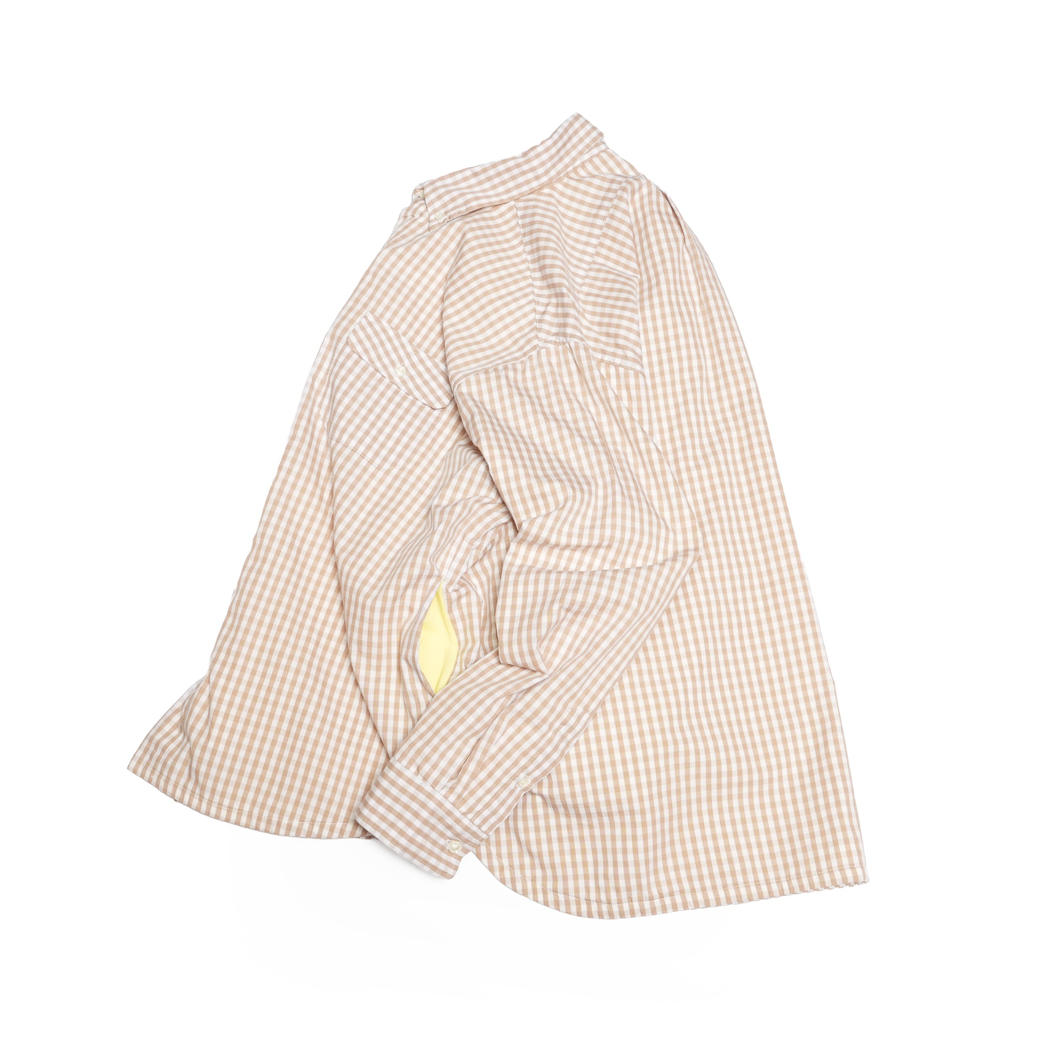 Gingham check B/D shirts with lining / Tim (Beige) | IMPRESTORE