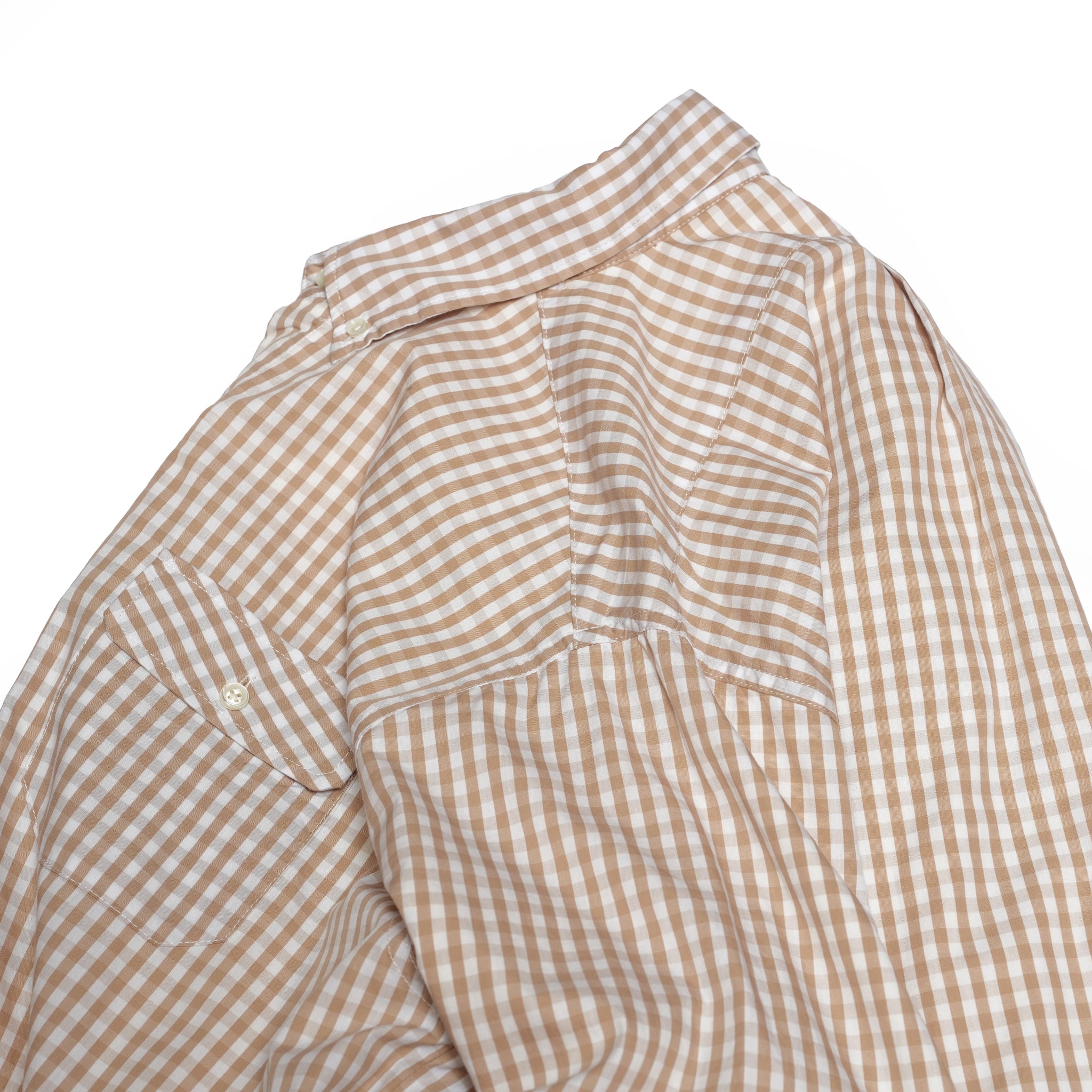 Gingham check B/D shirts with lining / Tim (Beige) | IMPRESTORE