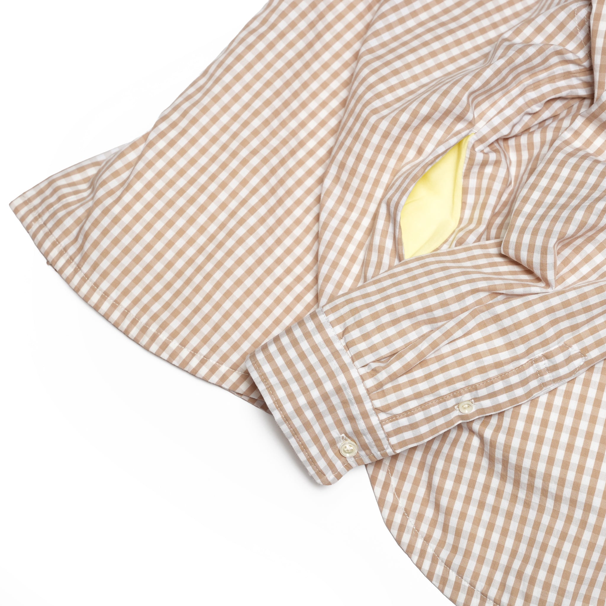 Gingham check B/D shirts with lining / Tim (Beige) | IMPRESTORE