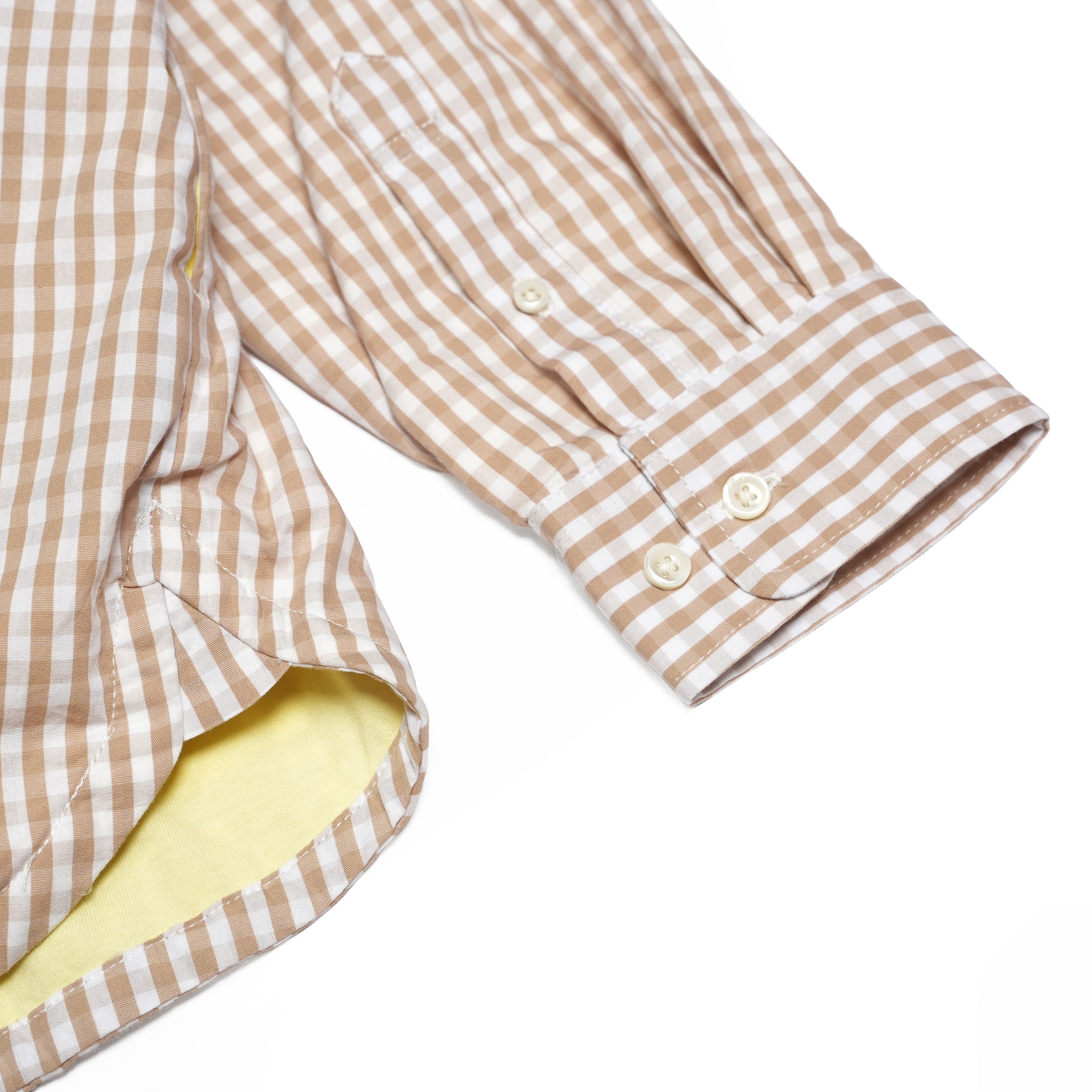 Gingham check B/D shirts with lining / Tim (Beige) | IMPRESTORE
