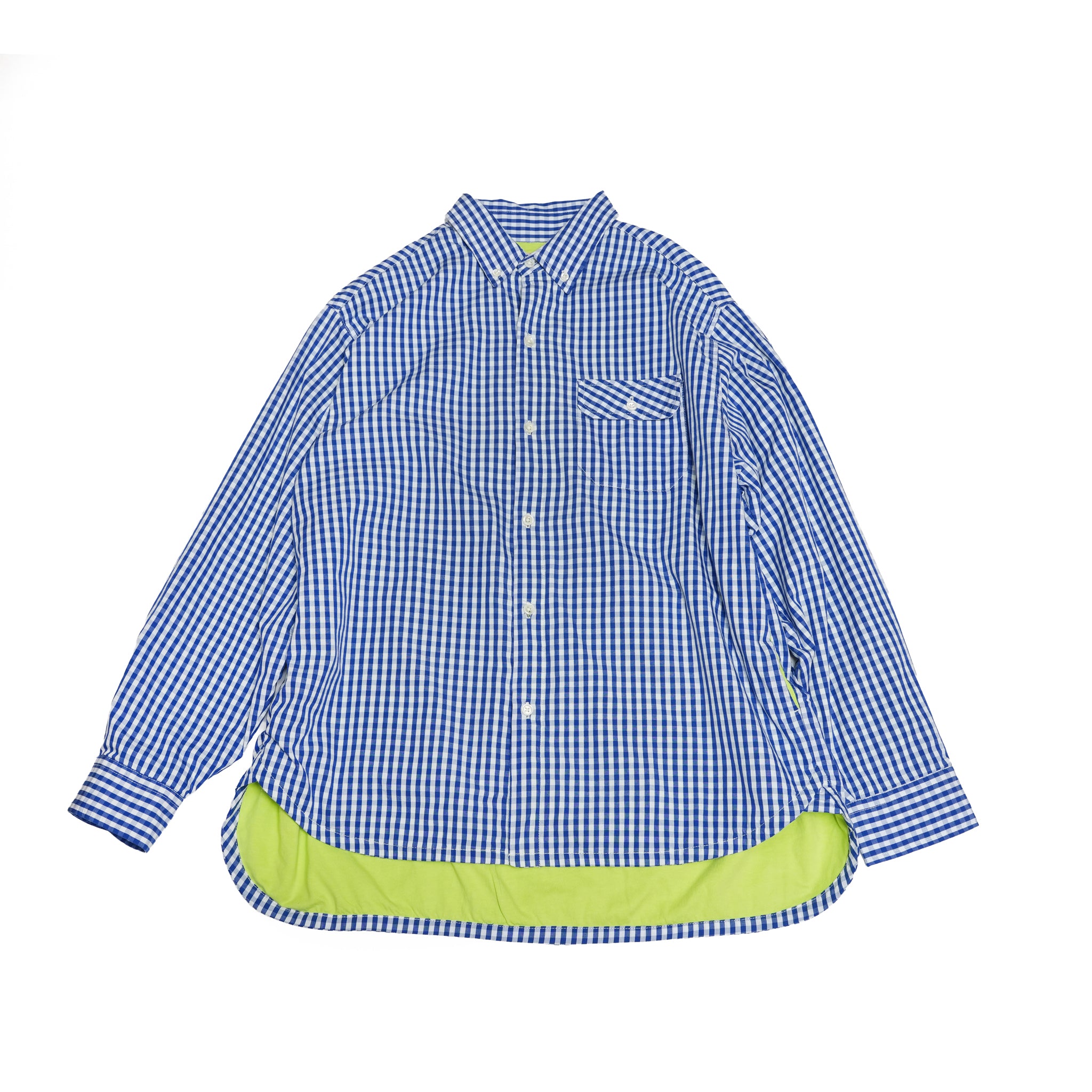 Gingham check B/D shirts with lining / Tim (Blue) | IMPRESTORE