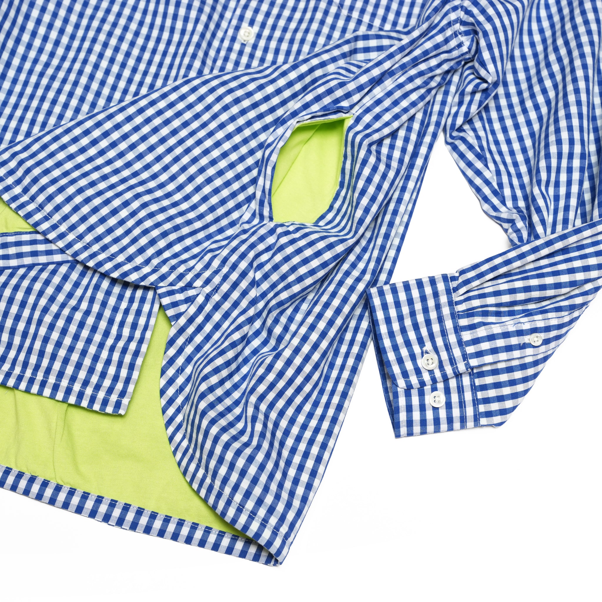 Gingham check B/D shirts with lining / Tim (Blue) | IMPRESTORE