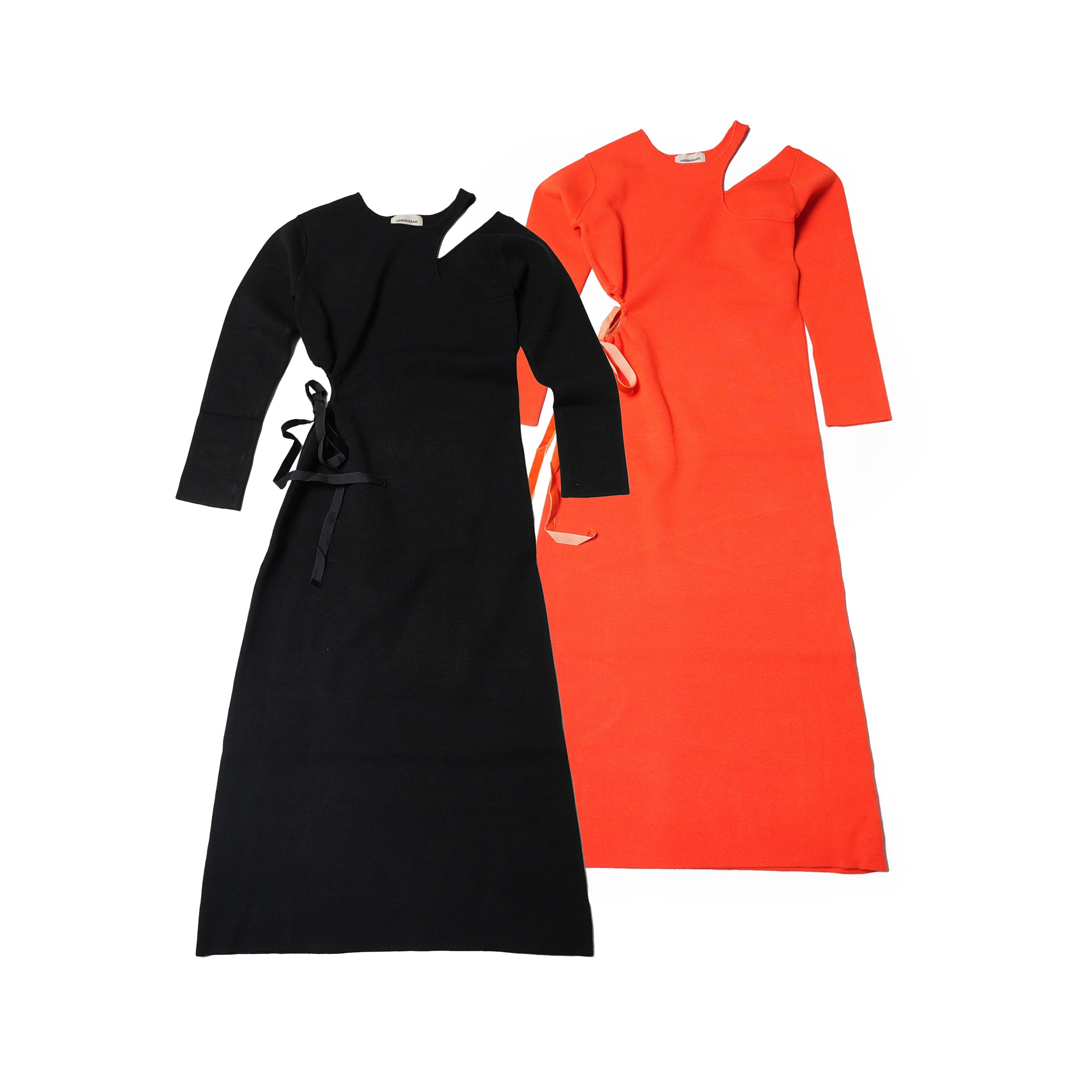 Name:Art Knit Dress | Color:Black / Valencia Orange【AMBERGLEAM_