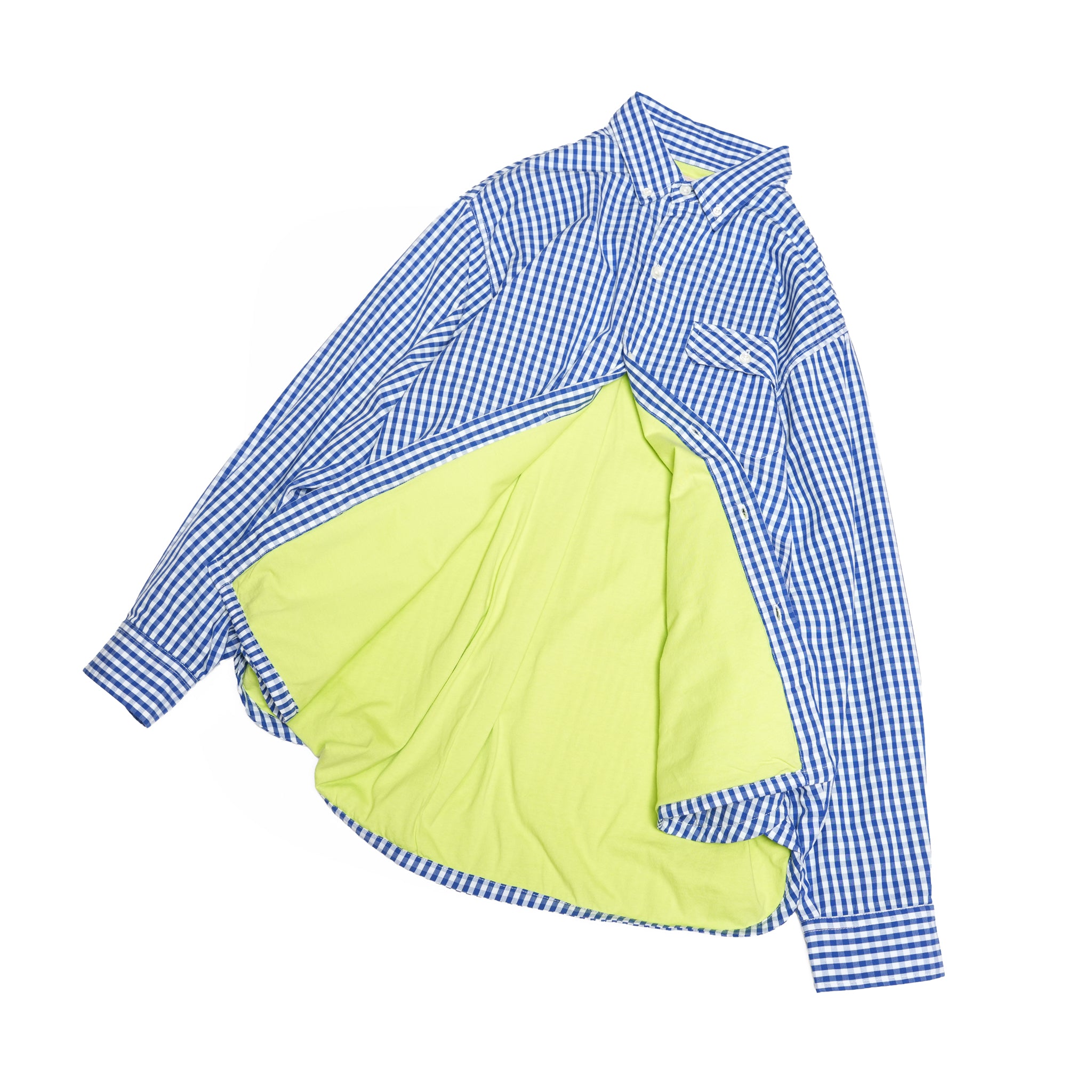 Gingham check B/D shirts with lining / Tim (Blue) | IMPRESTORE