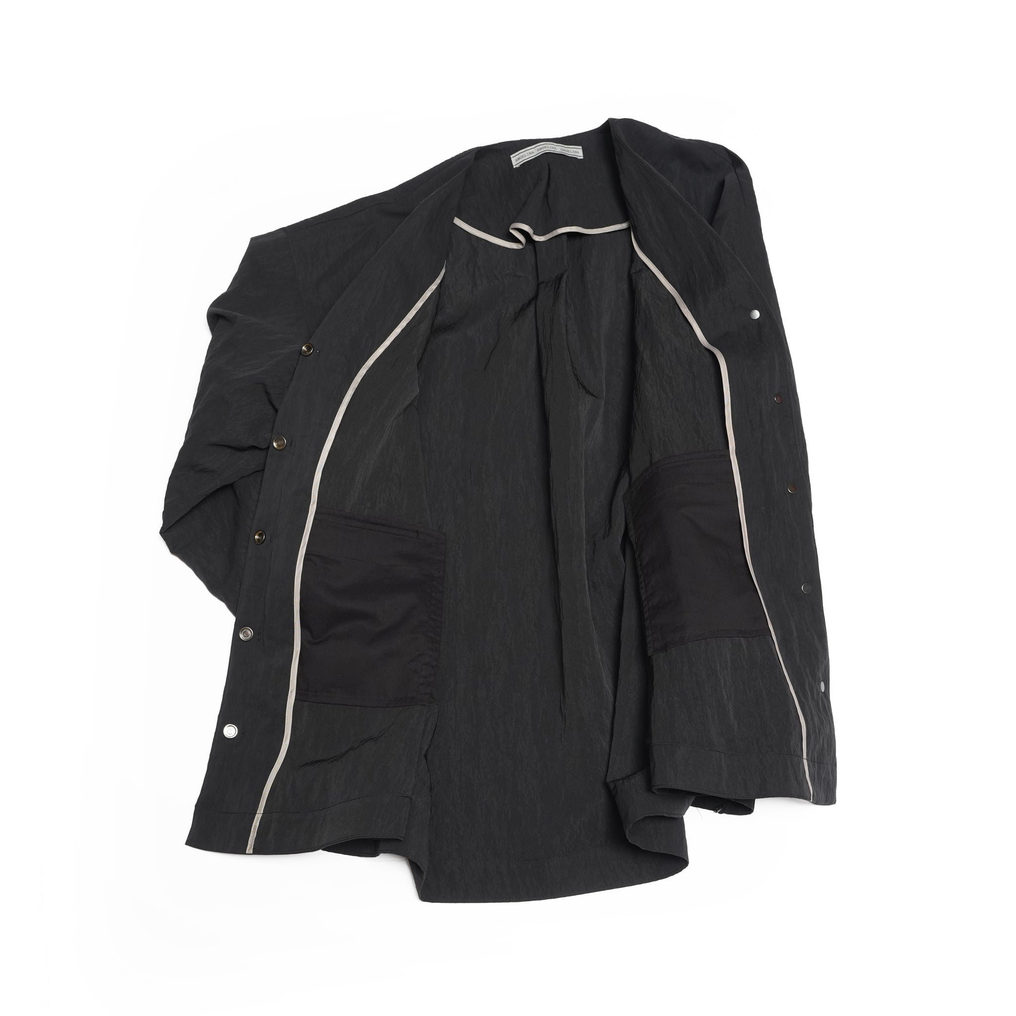 ノーカラーシャツブルゾン – Black | ANGELINA