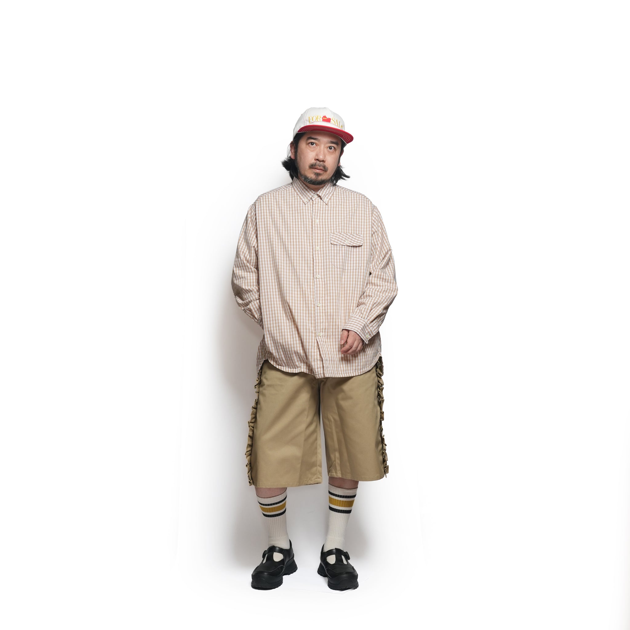 Gingham check B/D shirts with lining / Tim (Beige) | IMPRESTORE