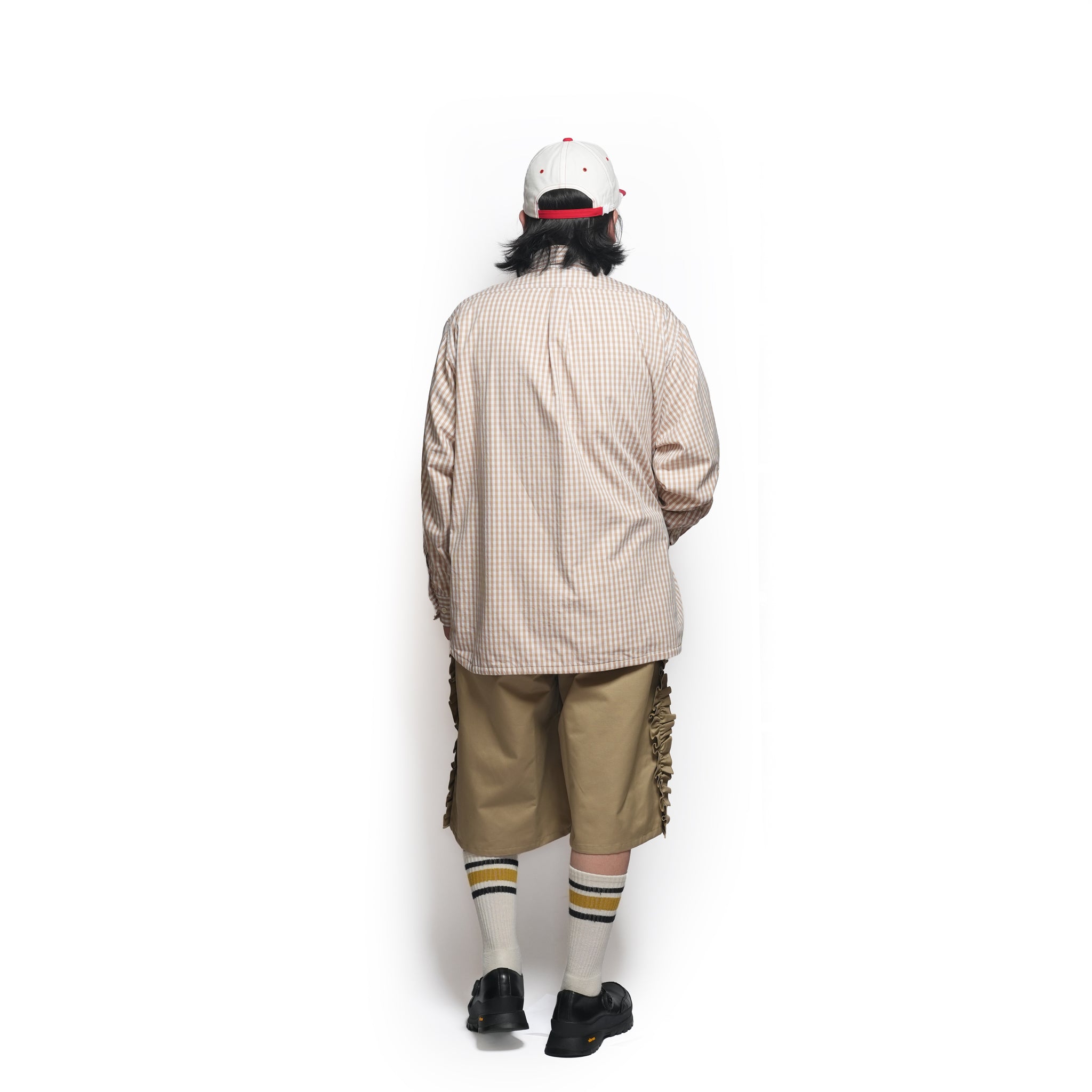 Gingham check B/D shirts with lining / Tim (Beige) | IMPRESTORE
