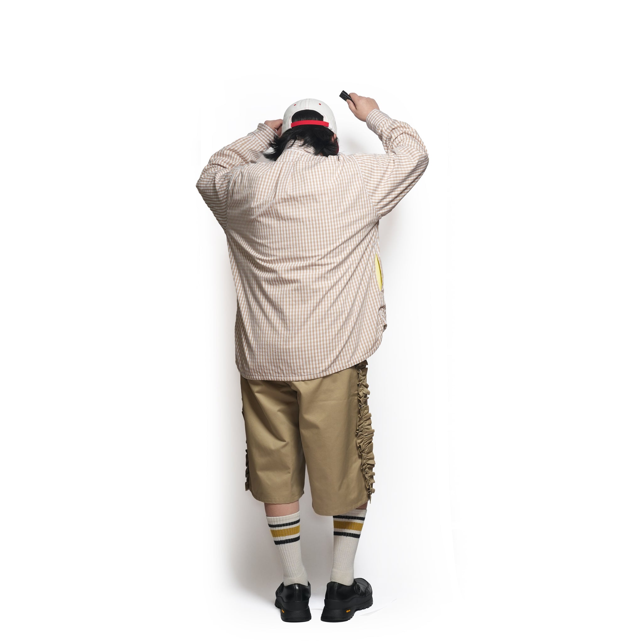 Gingham check B/D shirts with lining / Tim (Beige) | IMPRESTORE