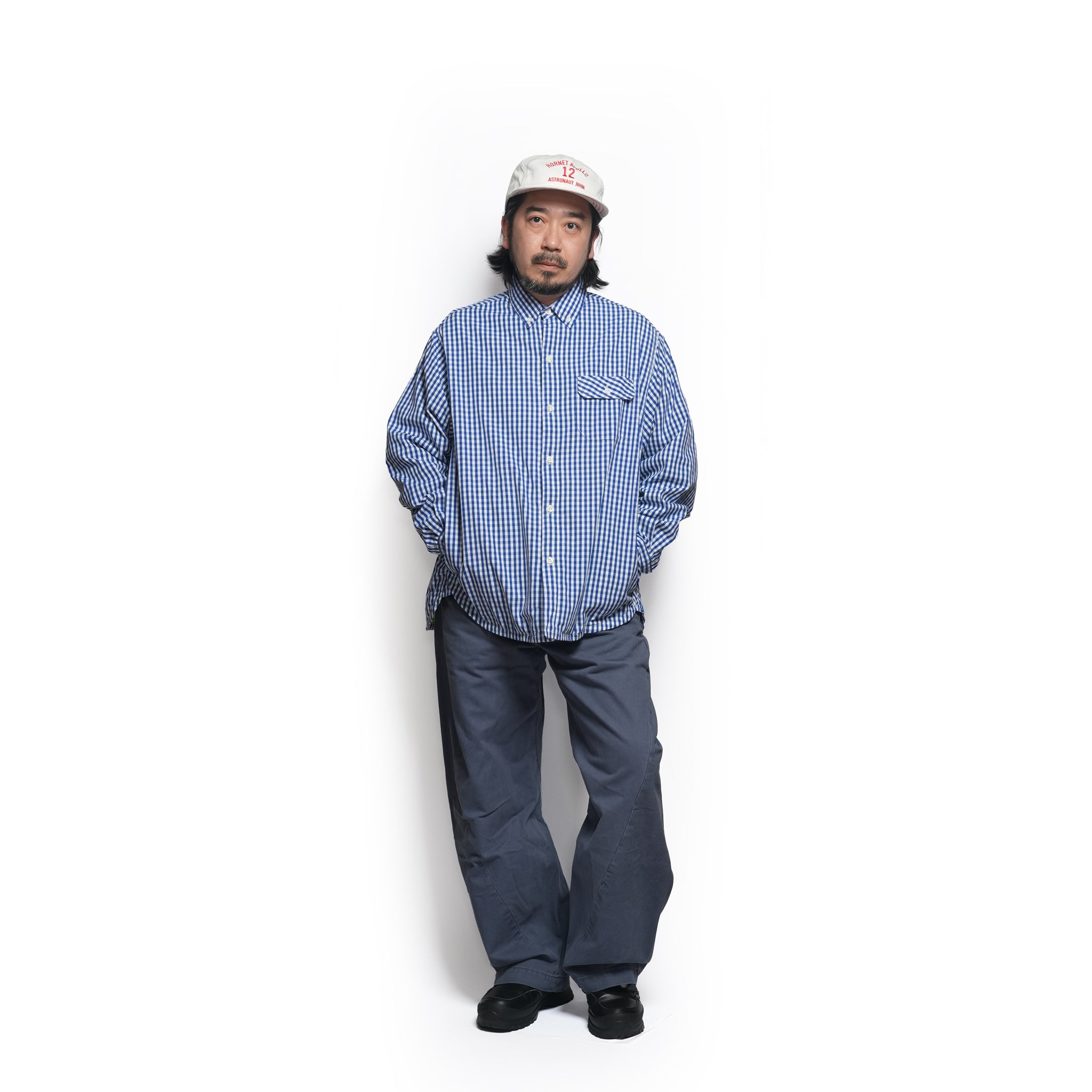 Gingham check B/D shirts with lining / Tim (Blue) | IMPRESTORE