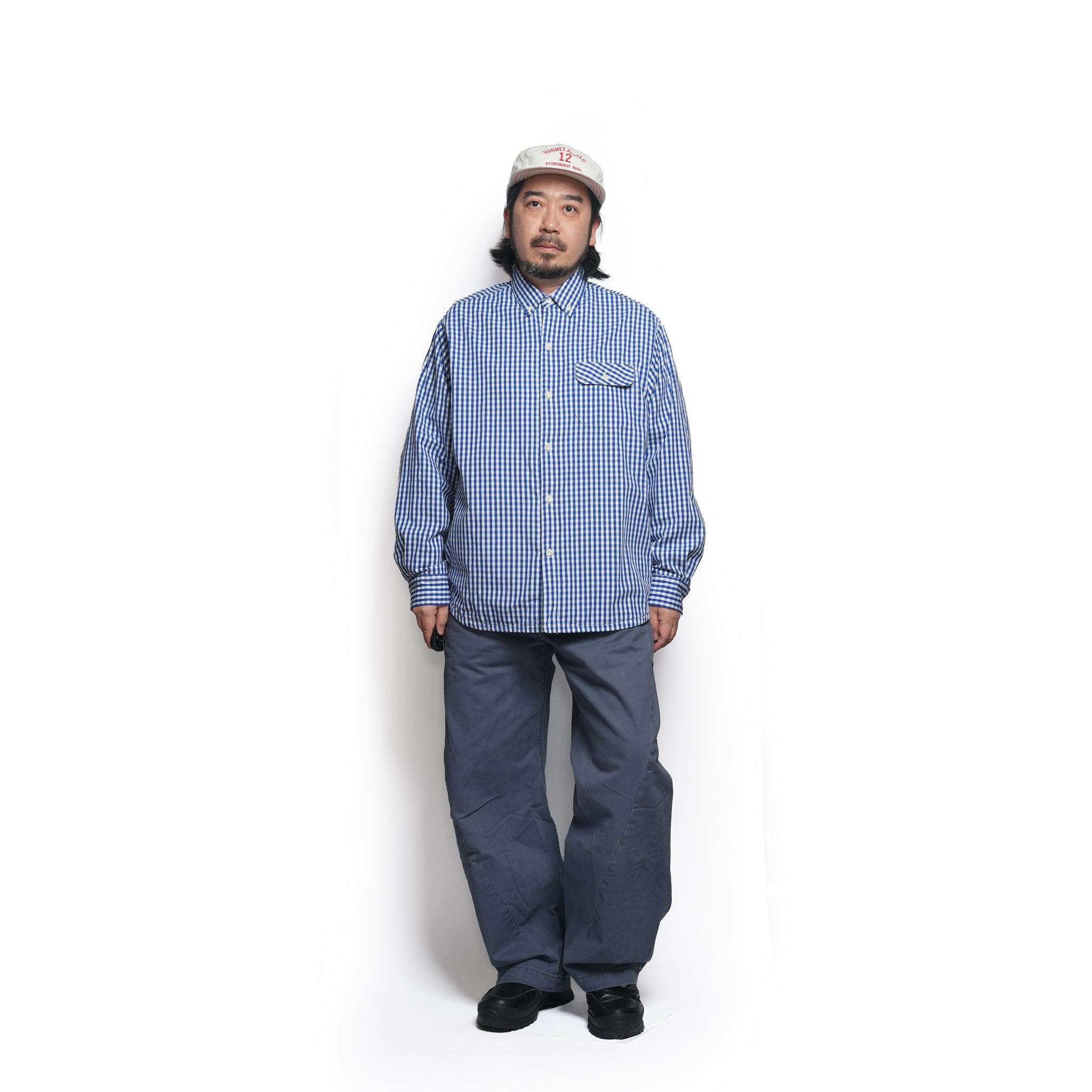 Gingham check B/D shirts with lining / Tim (Blue) | IMPRESTORE