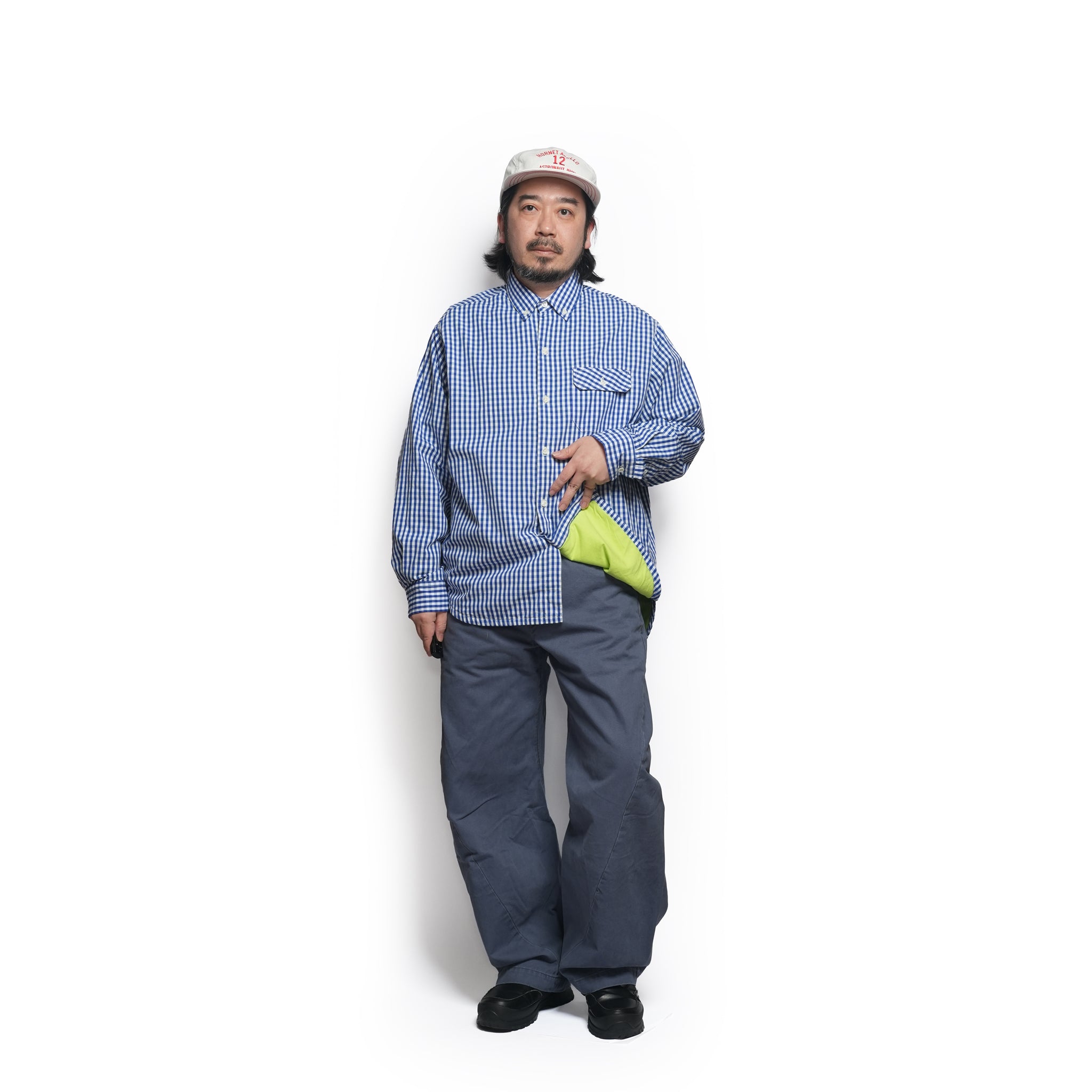 Gingham check B/D shirts with lining / Tim (Blue) | IMPRESTORE
