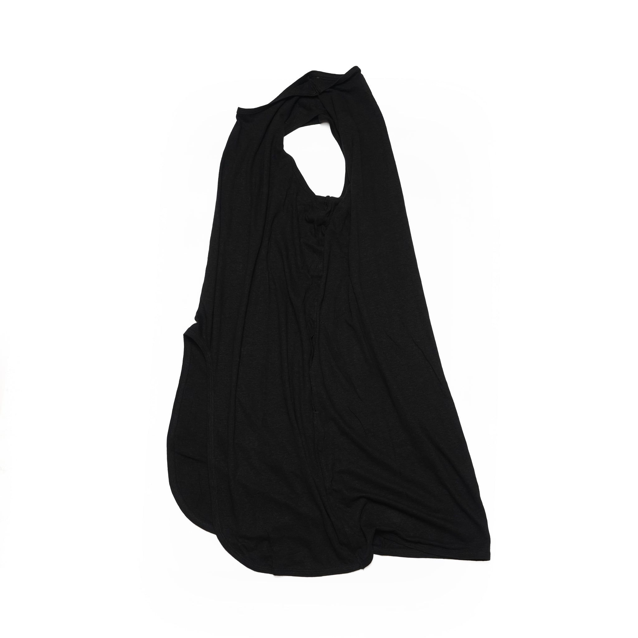 Linen Jersey Inner Layered Front Slit Tank Top <#black> | 〼〼 MASU MASU