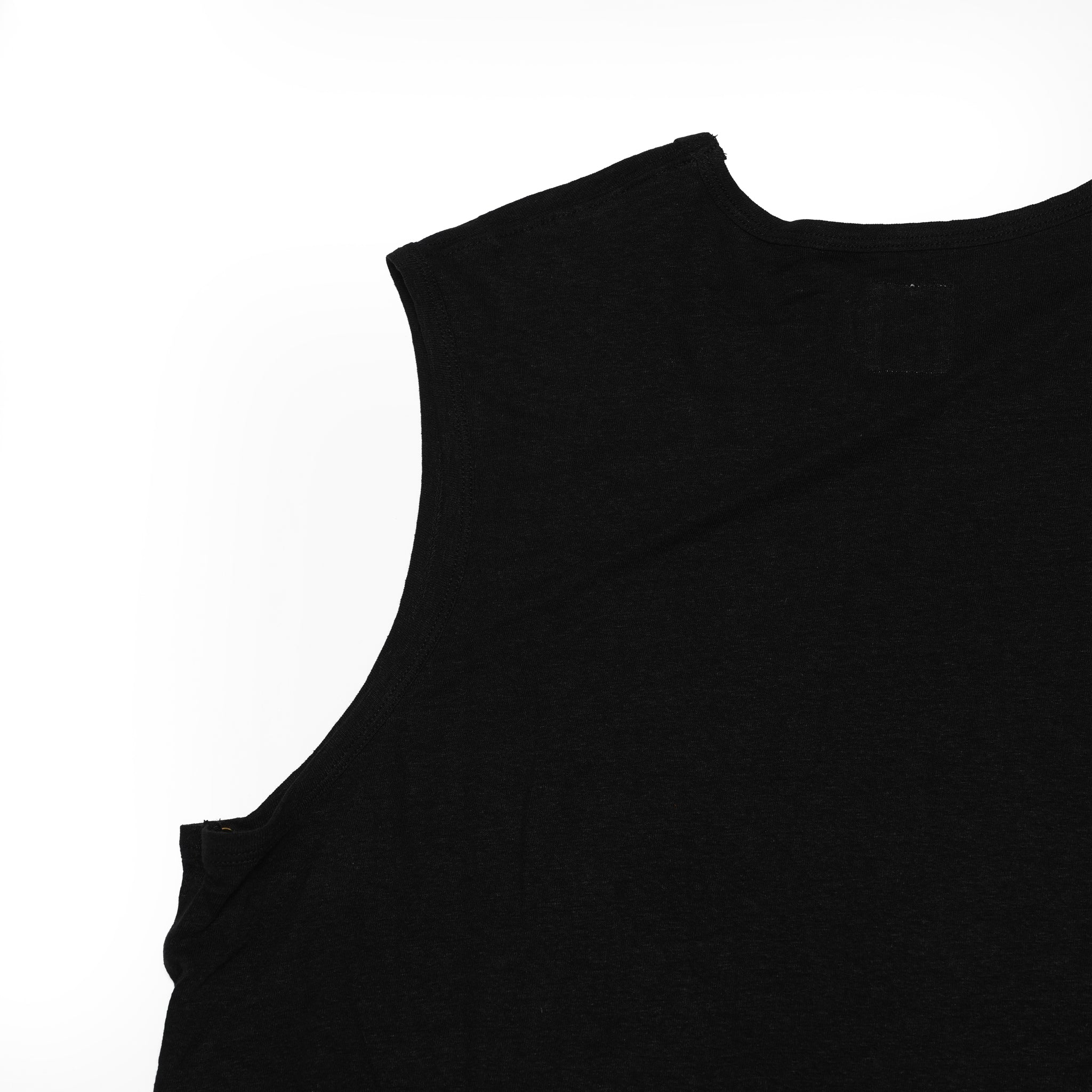 Linen Jersey Inner Layered Front Slit Tank Top <#black> | 〼〼 MASU MASU