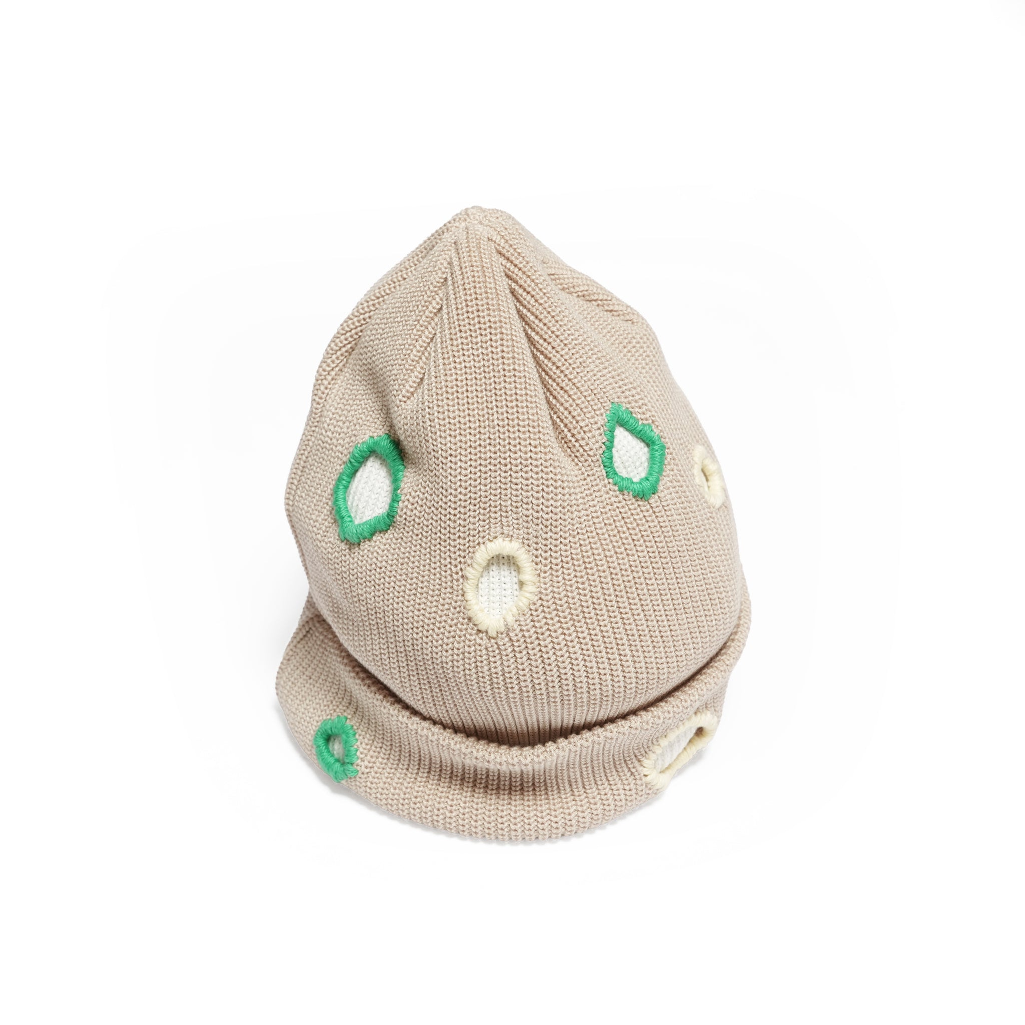 Color Hole Knit Cap | Color_Beige | No_IA-26-138_Beige【INDIETRO ASSOCIATION_インディエトロアソシエーション】