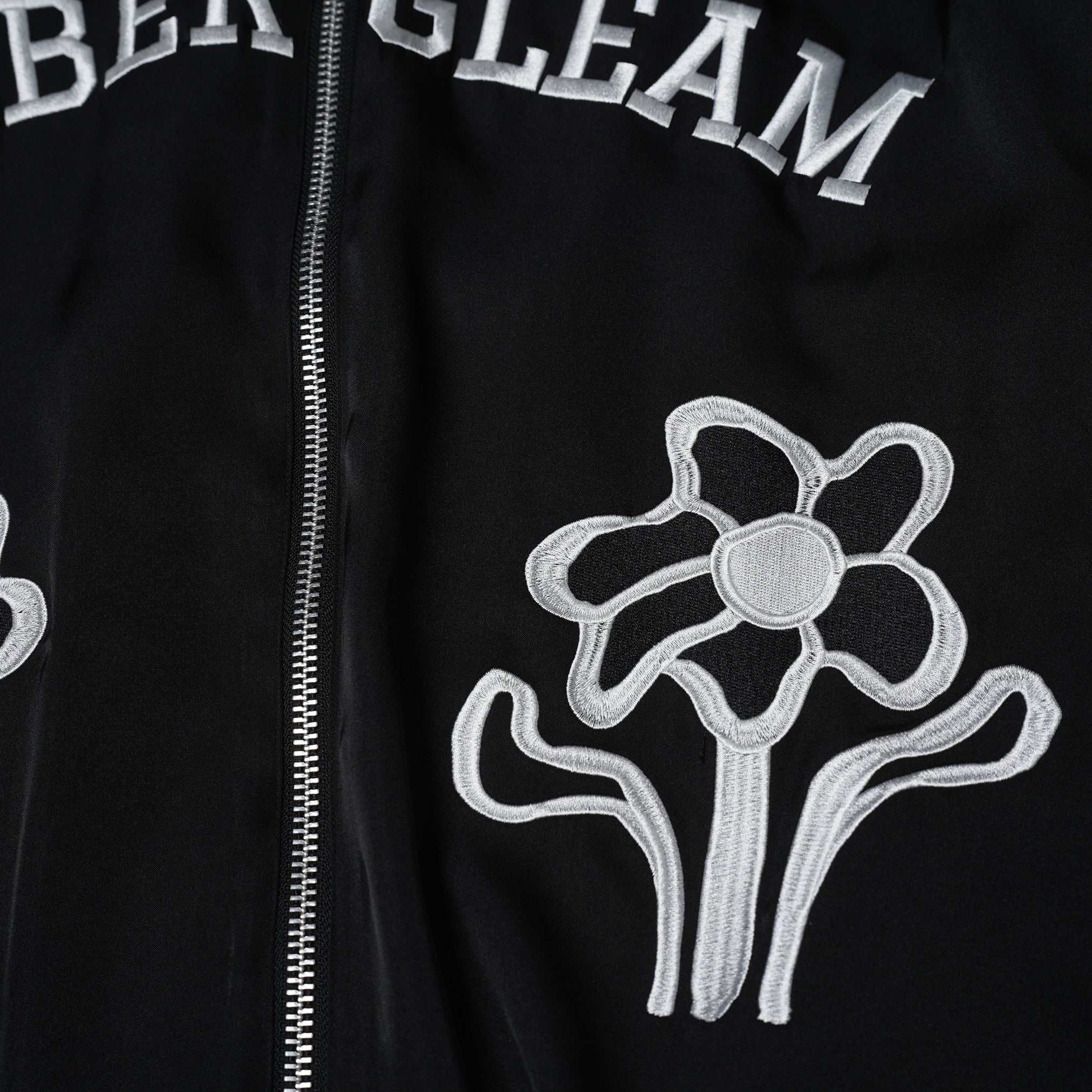 Embroidered Satin Blouson 刺繍サテンブルゾン – Black / Honey | Size:Short / Medium | AMBERGLEAM