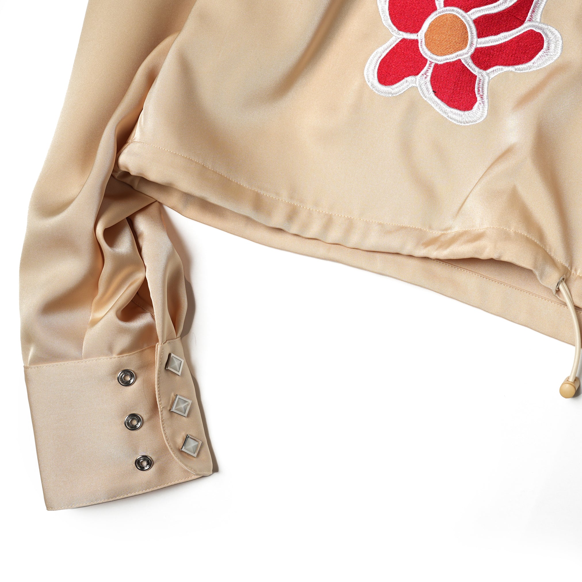 Embroidered Satin Blouson 刺繍サテンブルゾン – Black / Honey | Size:Short / Medium | AMBERGLEAM