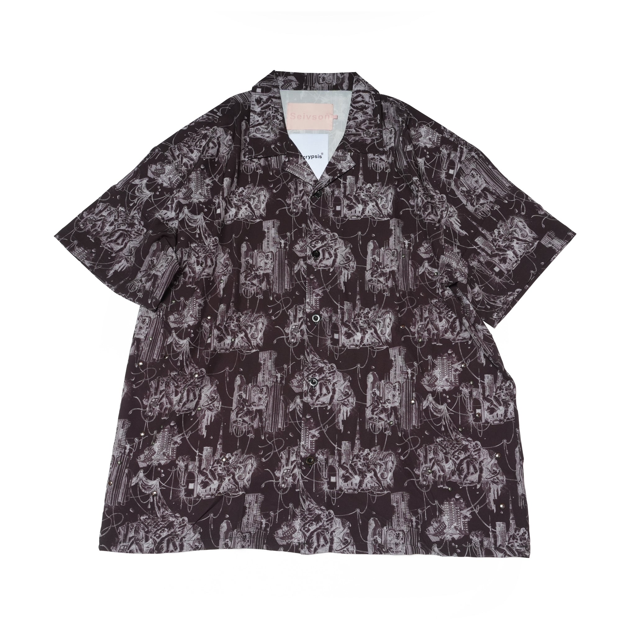 Seivson x (A)crypsis METAL GEM HAWAIIAN SHIRT - BLACK