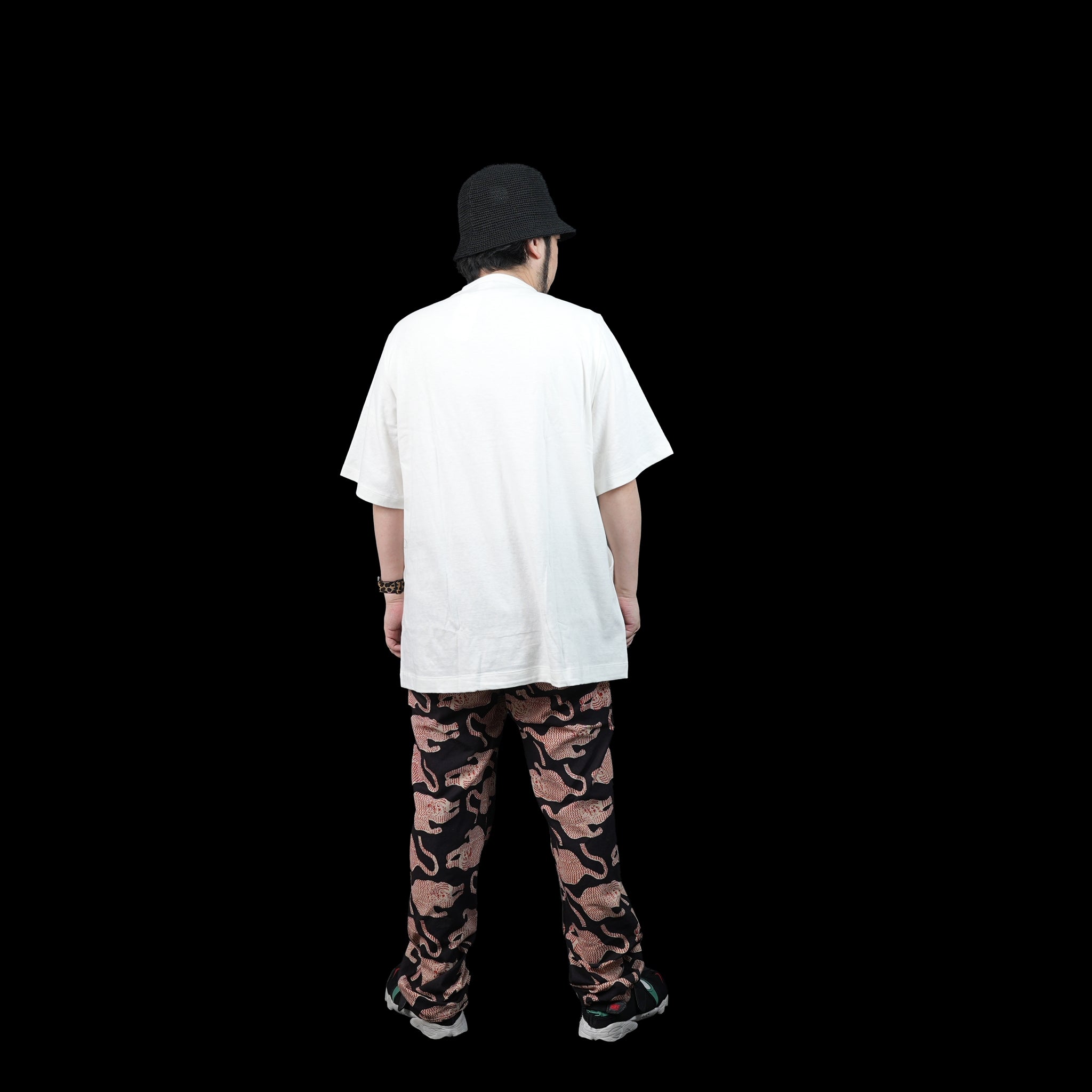 No:HUE-04 | Name:3 Pockets T-Shirt / Middle Length | Color:White/Black | Size:Free【Big P Product】【ネコポス選択可能】