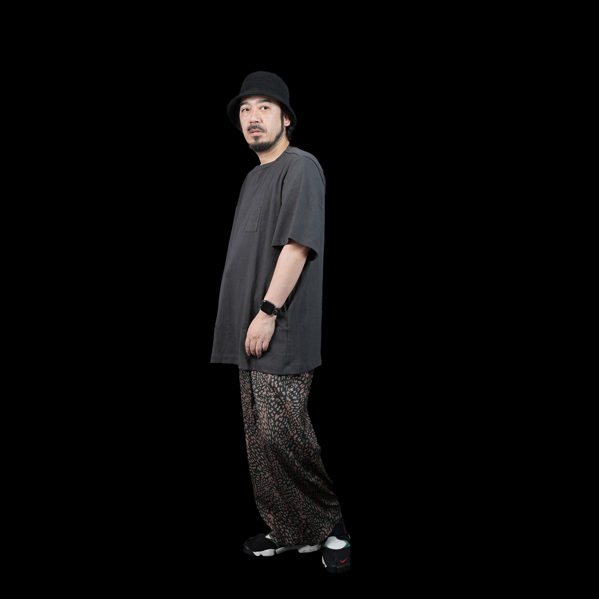 No:HUE-04 | Name:3 Pockets T-Shirt / Middle Length | Color:White/Black | Size:Free【Big P Product】【ネコポス選択可能】