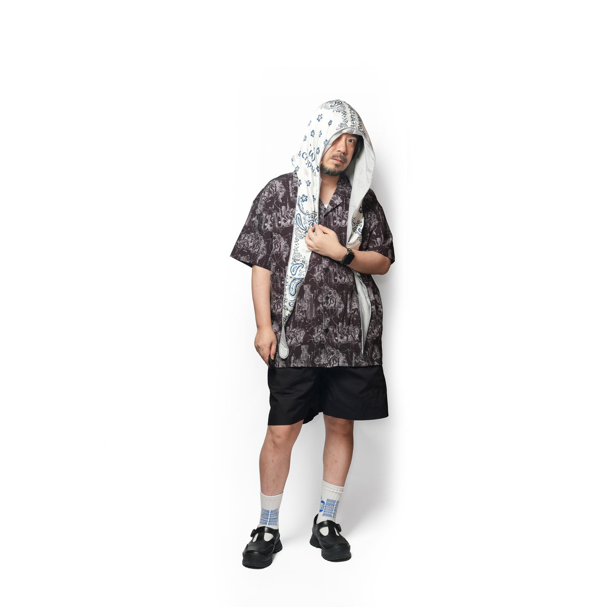 (A)crypsis® Amoeba Paisley Hooded Scarf - White