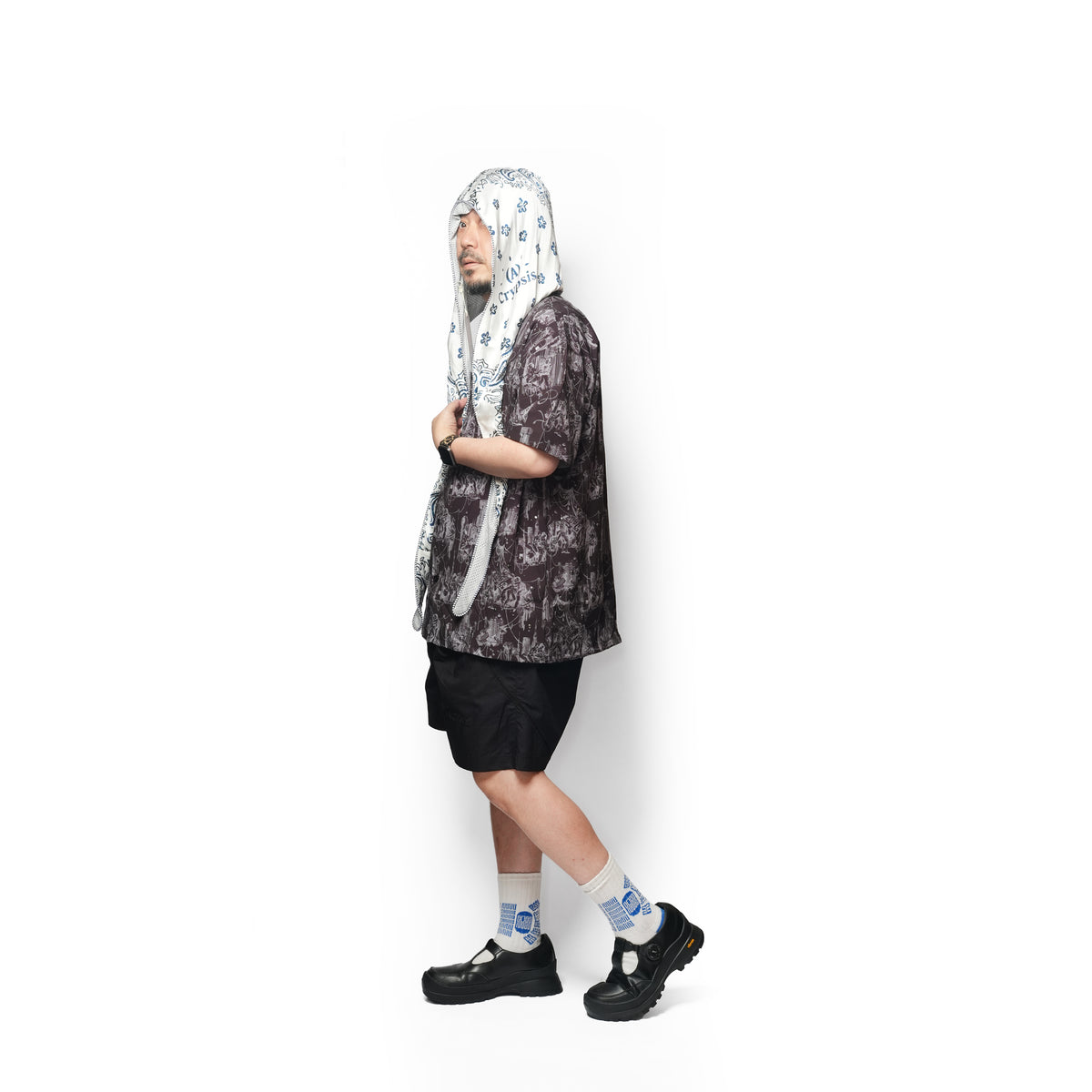 (A)crypsis® Amoeba Paisley Hooded Scarf - White