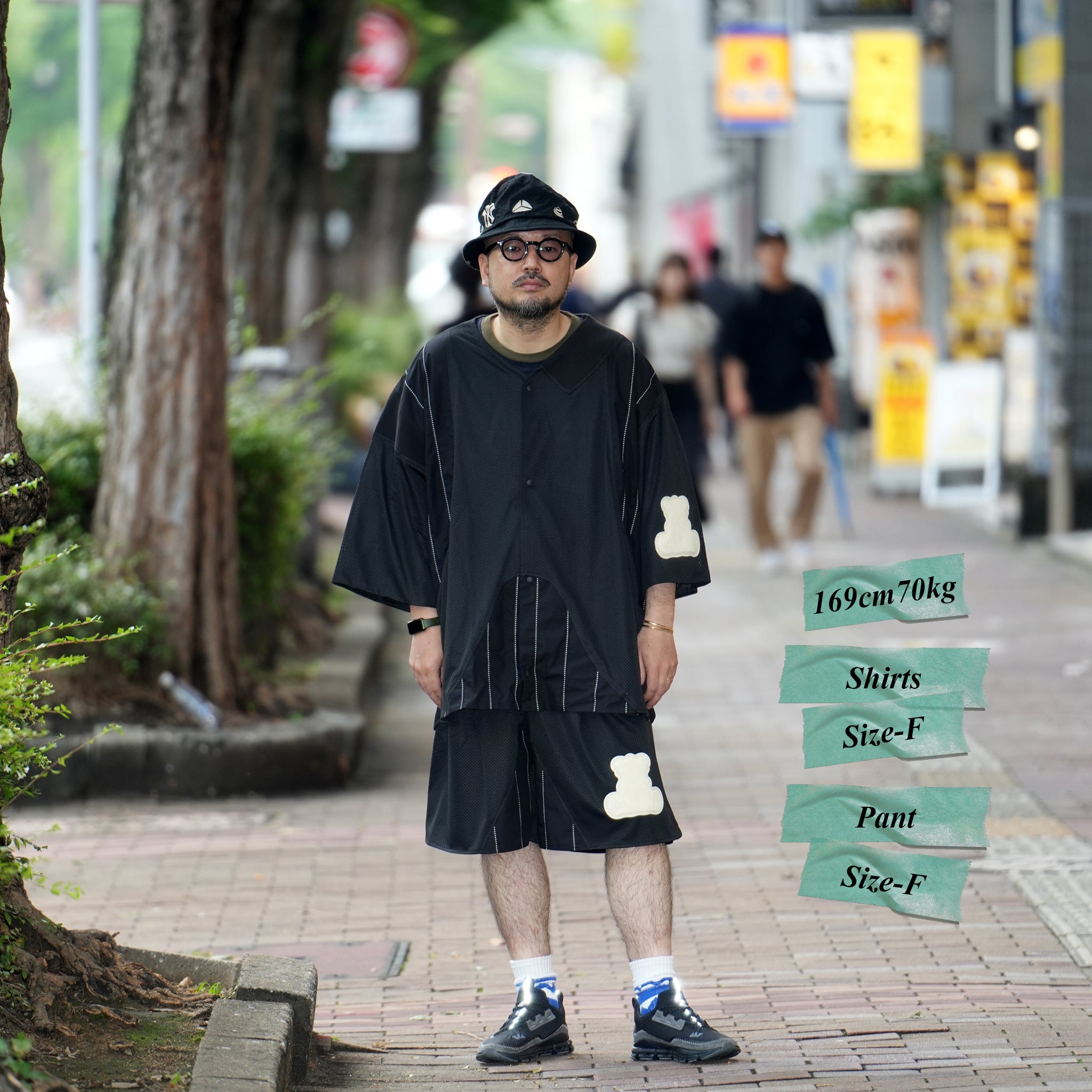 No:ACRS23-P02 Name:Functional Mesh Patchwork Baseball Shorts | Color : Black | Size:FREE【(A)crypsis_エイクライプシス】【SEIVSON_セイヴソン】