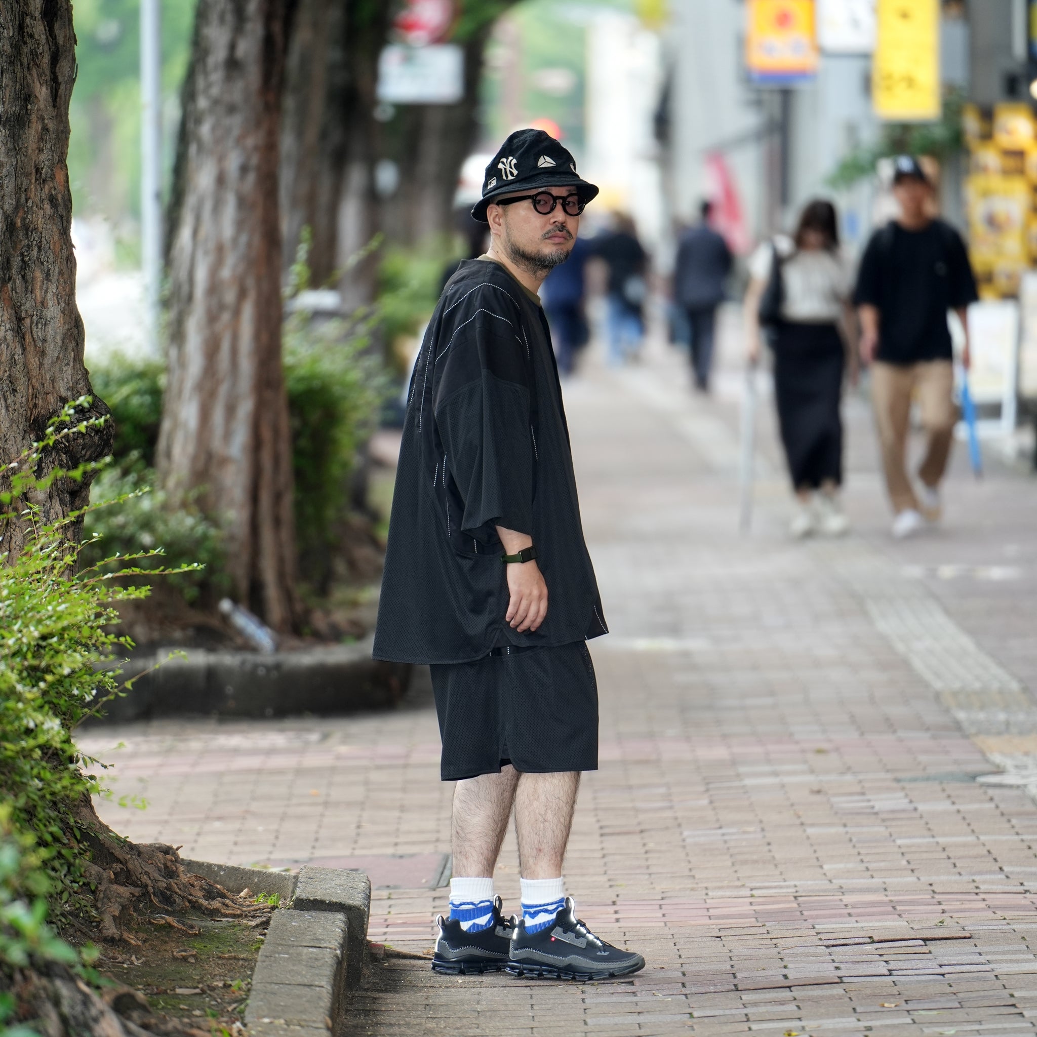 No:ACRS23-P02 Name:Functional Mesh Patchwork Baseball Shorts | Color : Black | Size:FREE【(A)crypsis_エイクライプシス】【SEIVSON_セイヴソン】