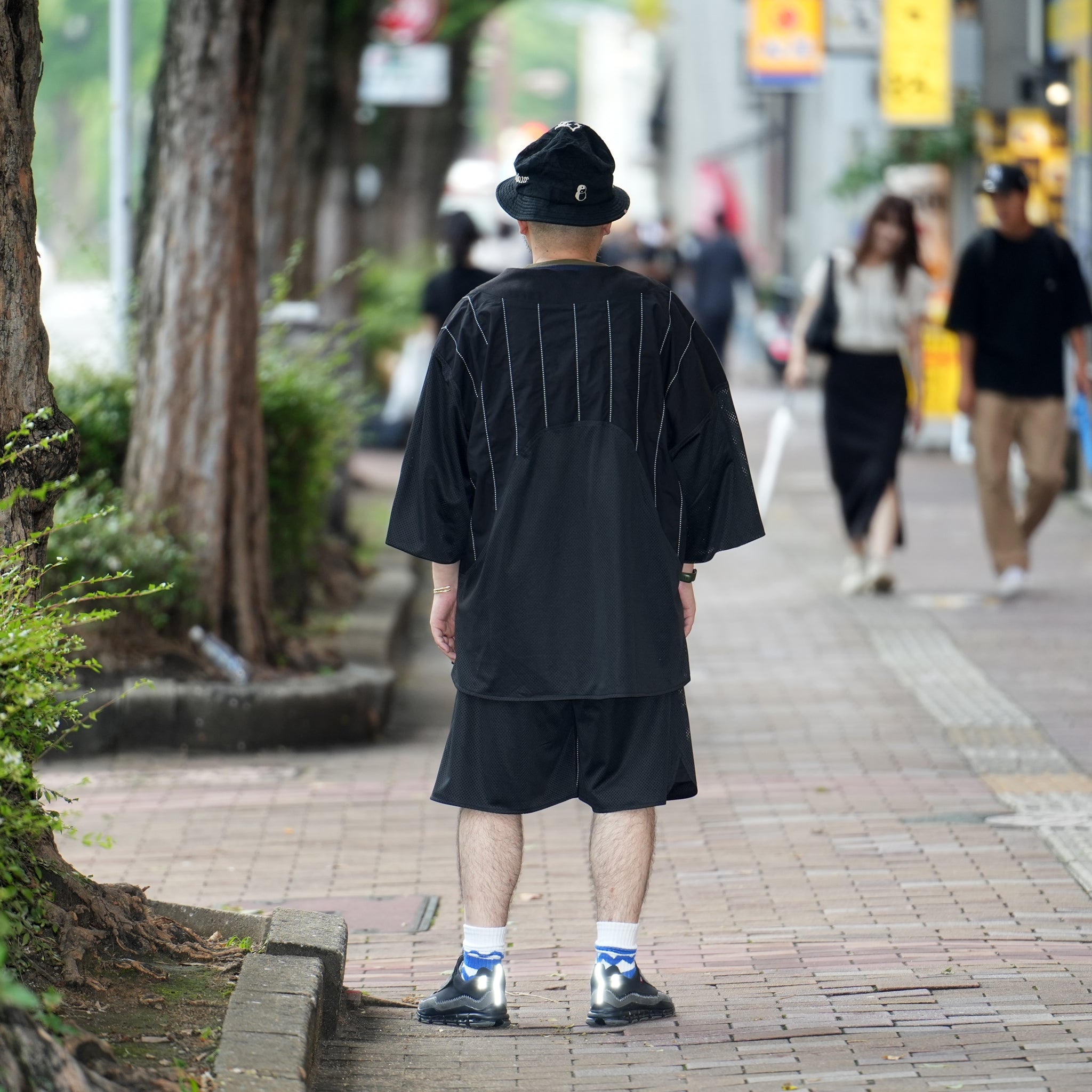 ACRS23-S01 | Striped Baseball Shirt in Mesh / Black | Color : Black | Size:FREE | (A)crypsis | SEIVSON