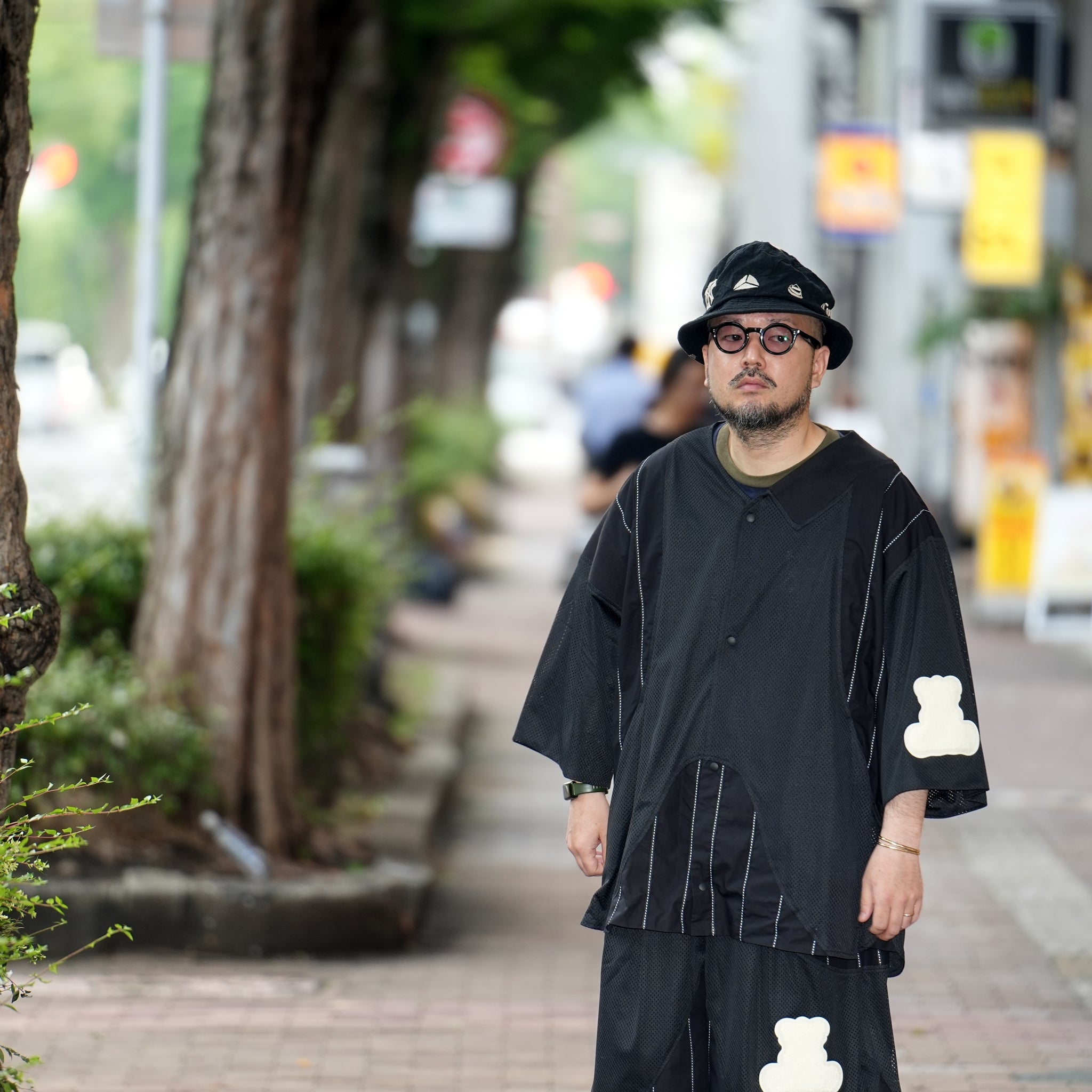 ACRS23-S01 | Striped Baseball Shirt in Mesh / Black | Color : Black | Size:FREE | (A)crypsis | SEIVSON