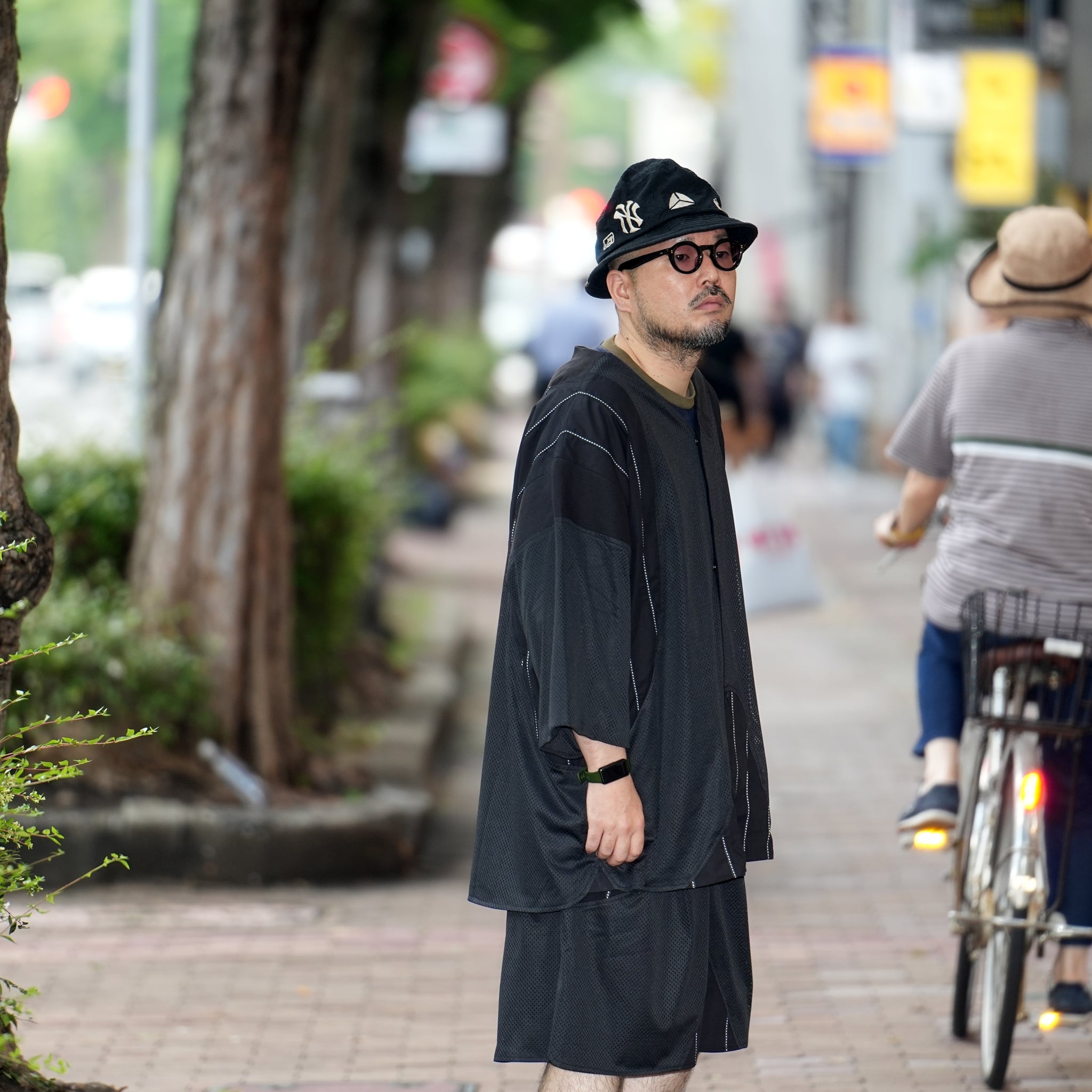 ACRS23-S01 | Striped Baseball Shirt in Mesh / Black | Color : Black | Size:FREE | (A)crypsis | SEIVSON