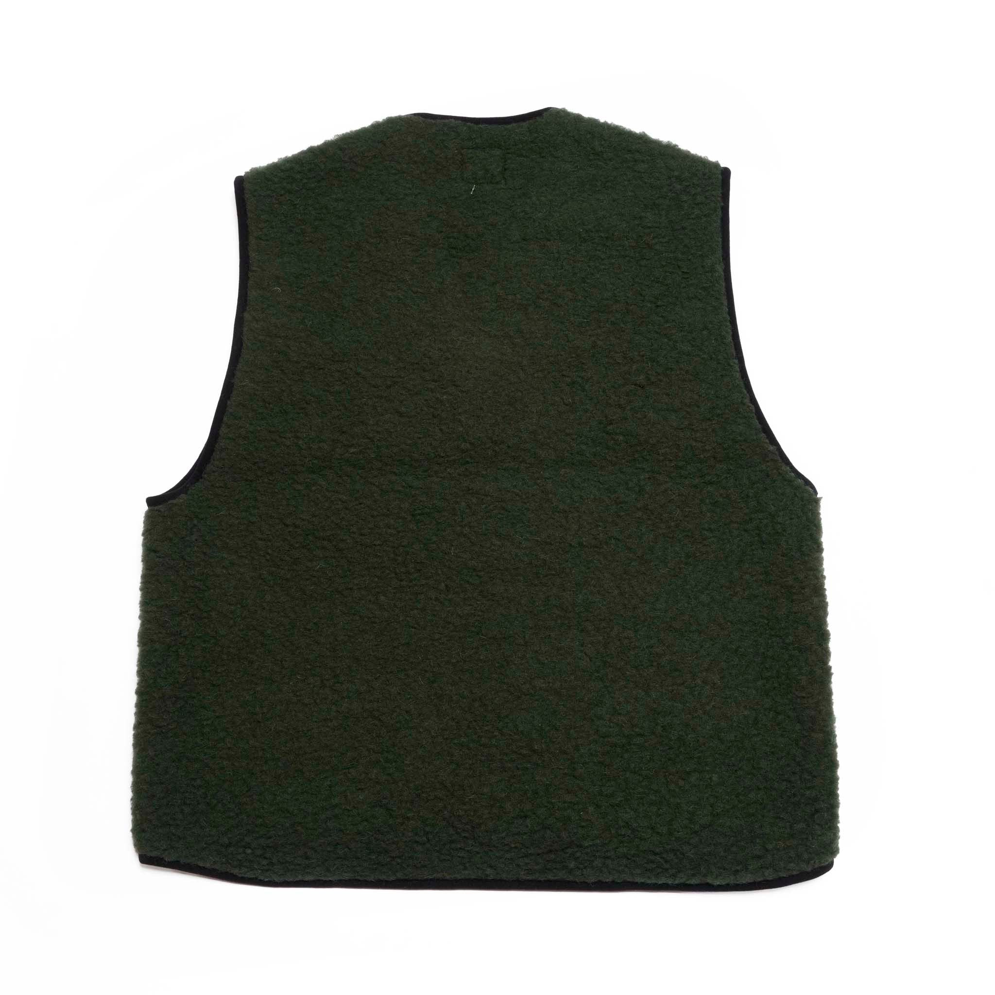 V neck Zip Vest | Color_Natural / Dark Green | No_1860V【COLDBREAKER】