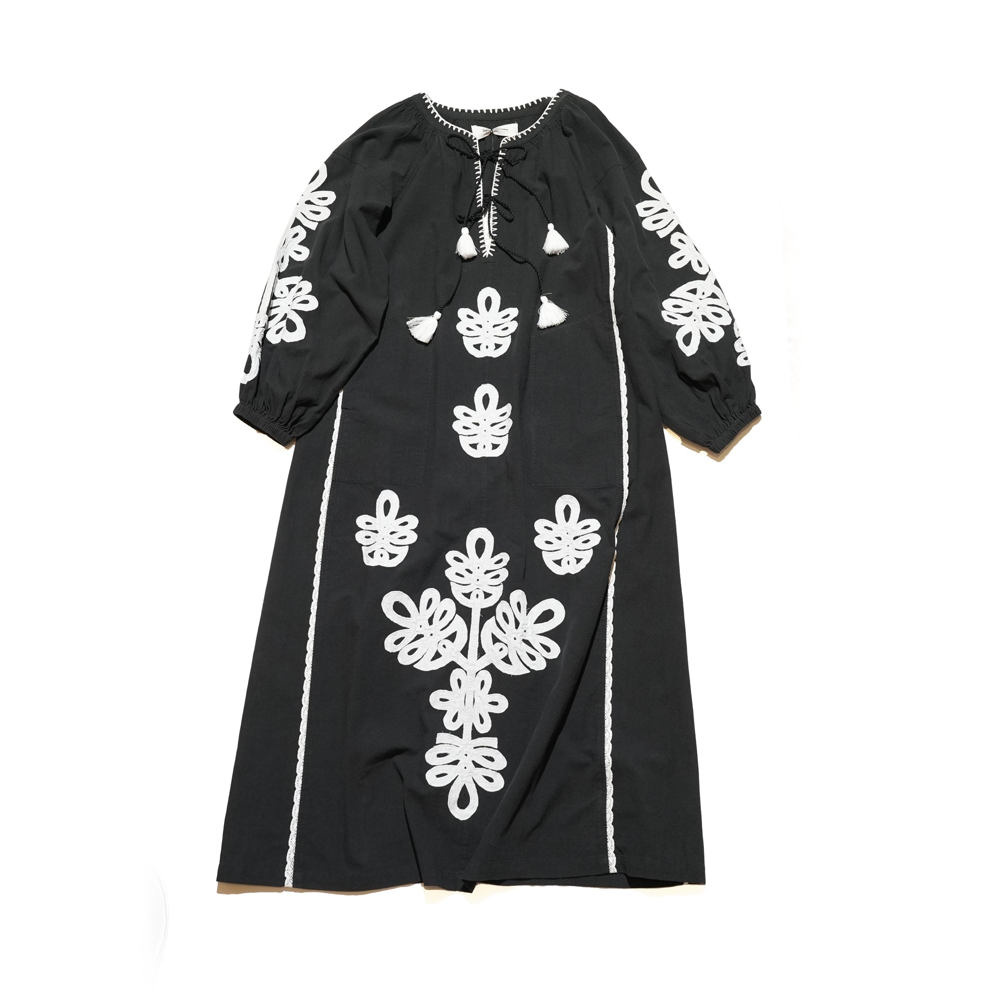 KAZAKHSTAN PATCHWORK EMB DRESS – Black | SARAMALLIKA