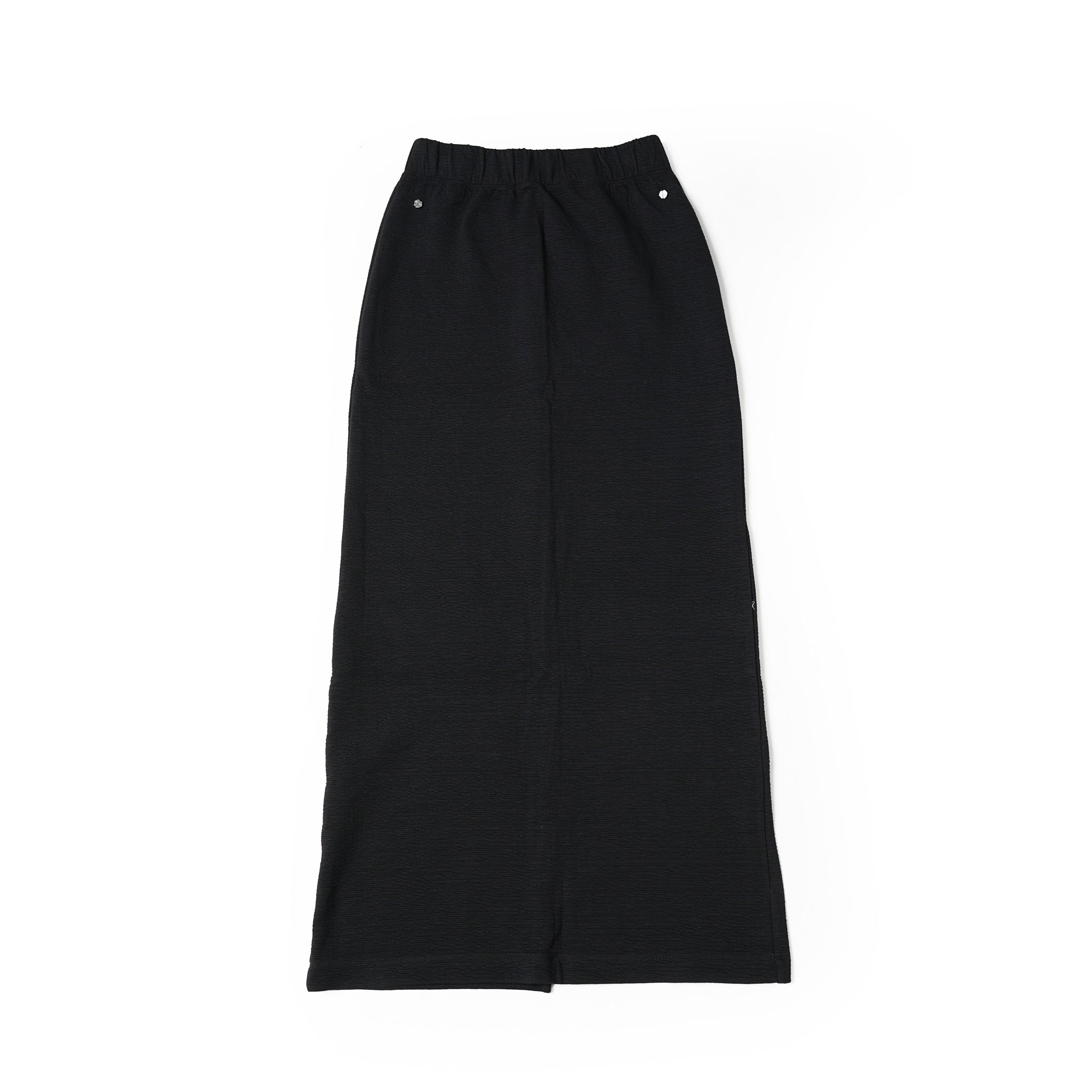 Seivson Skirt | Seivson x FRUITION "Fruit Leather Textured Wrinkle-Free Fabric Screw Slit Long Dress" Black【SEIVSON_セイブソン】【archive】