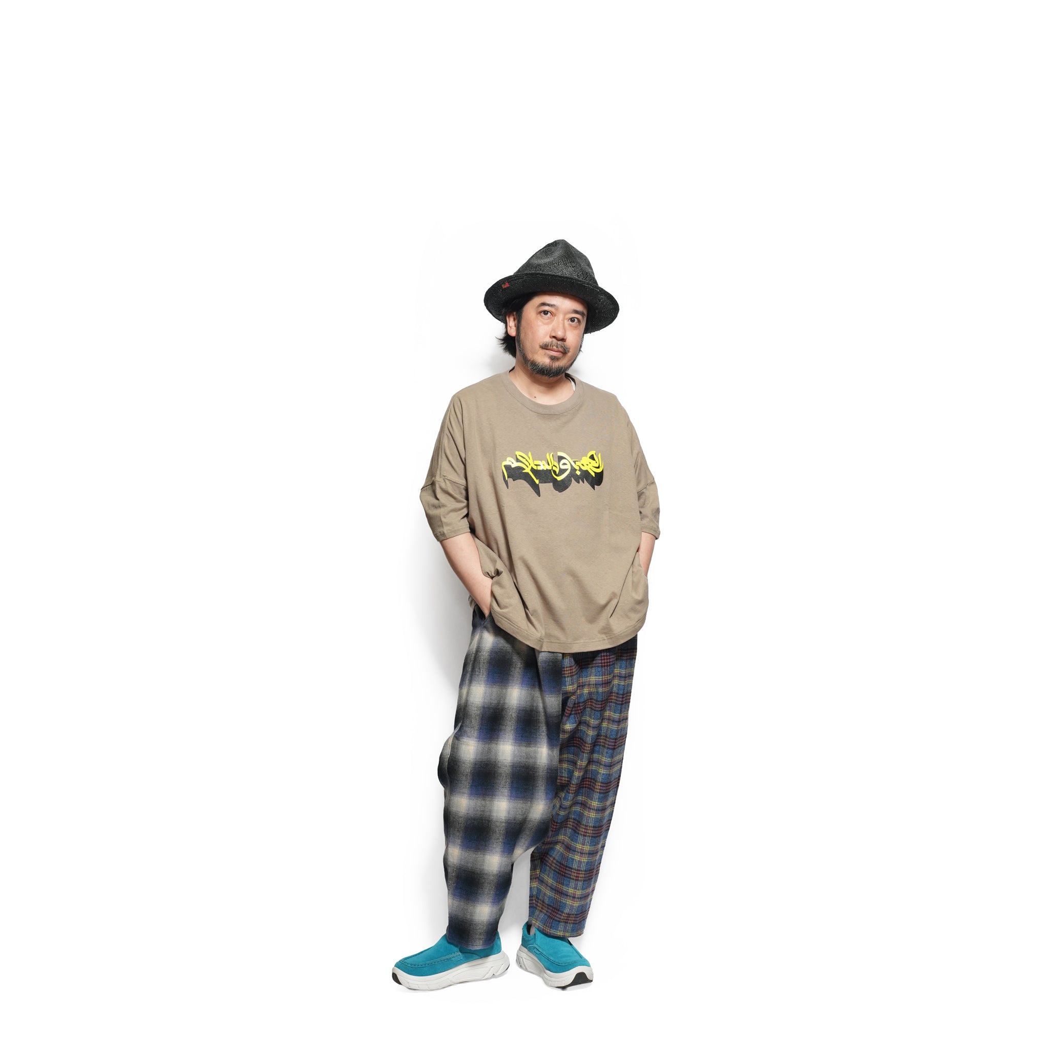 Half flannel check Wide Pants – Blue | STOF
