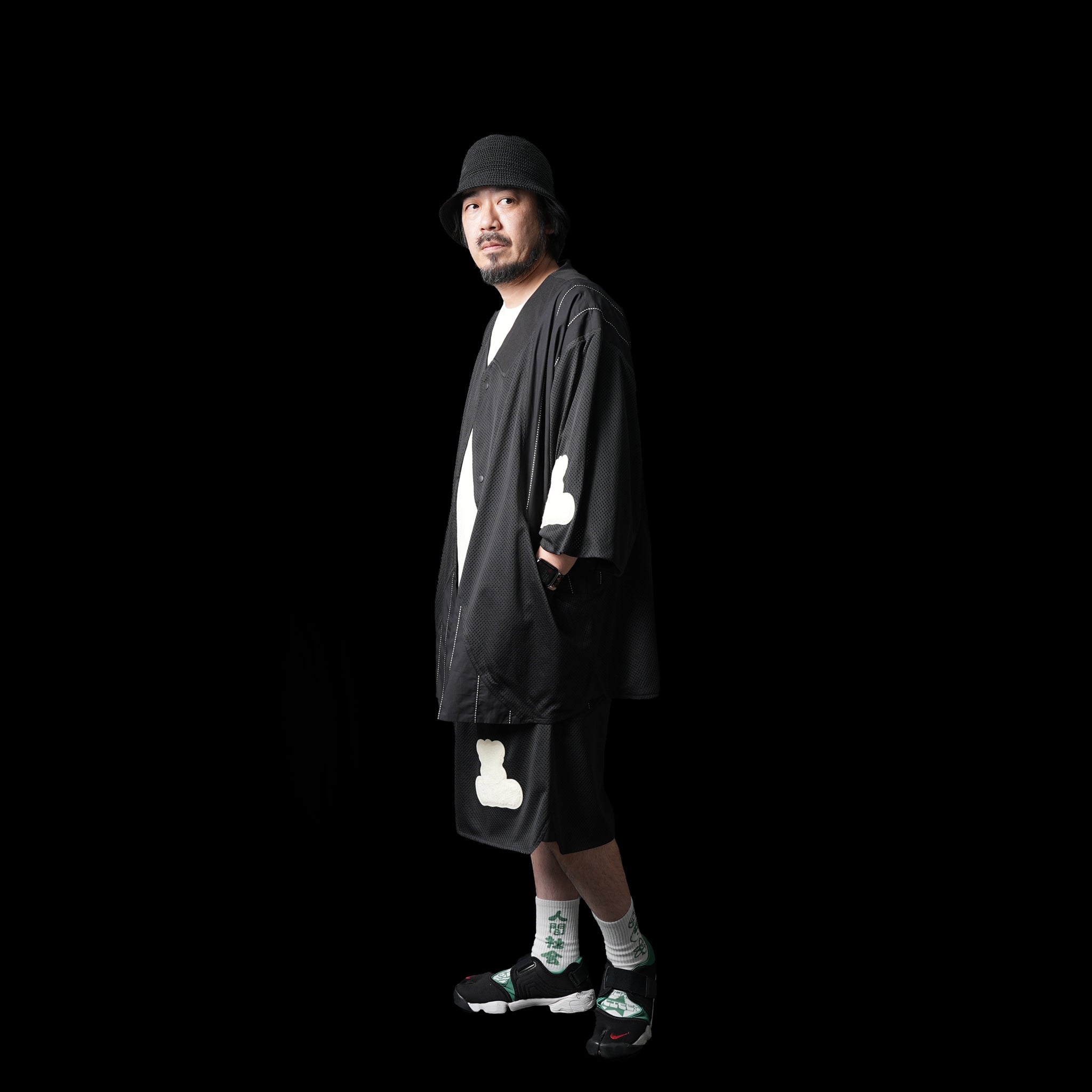 No:ACRS23-P02 Name:Functional Mesh Patchwork Baseball Shorts | Color : Black | Size:FREE【(A)crypsis_エイクライプシス】【SEIVSON_セイヴソン】