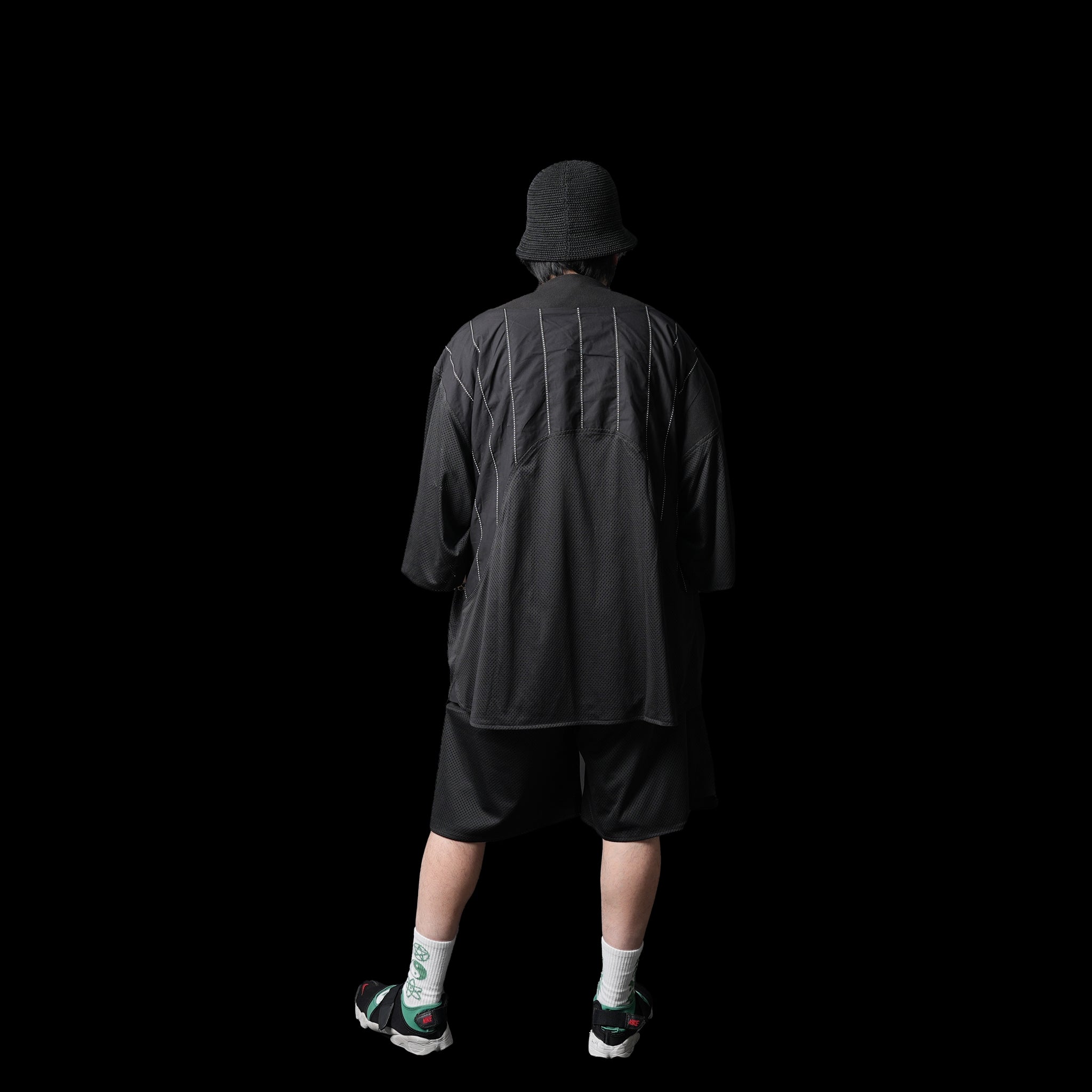 No:ACRS23-P02 Name:Functional Mesh Patchwork Baseball Shorts | Color : Black | Size:FREE【(A)crypsis_エイクライプシス】【SEIVSON_セイヴソン】
