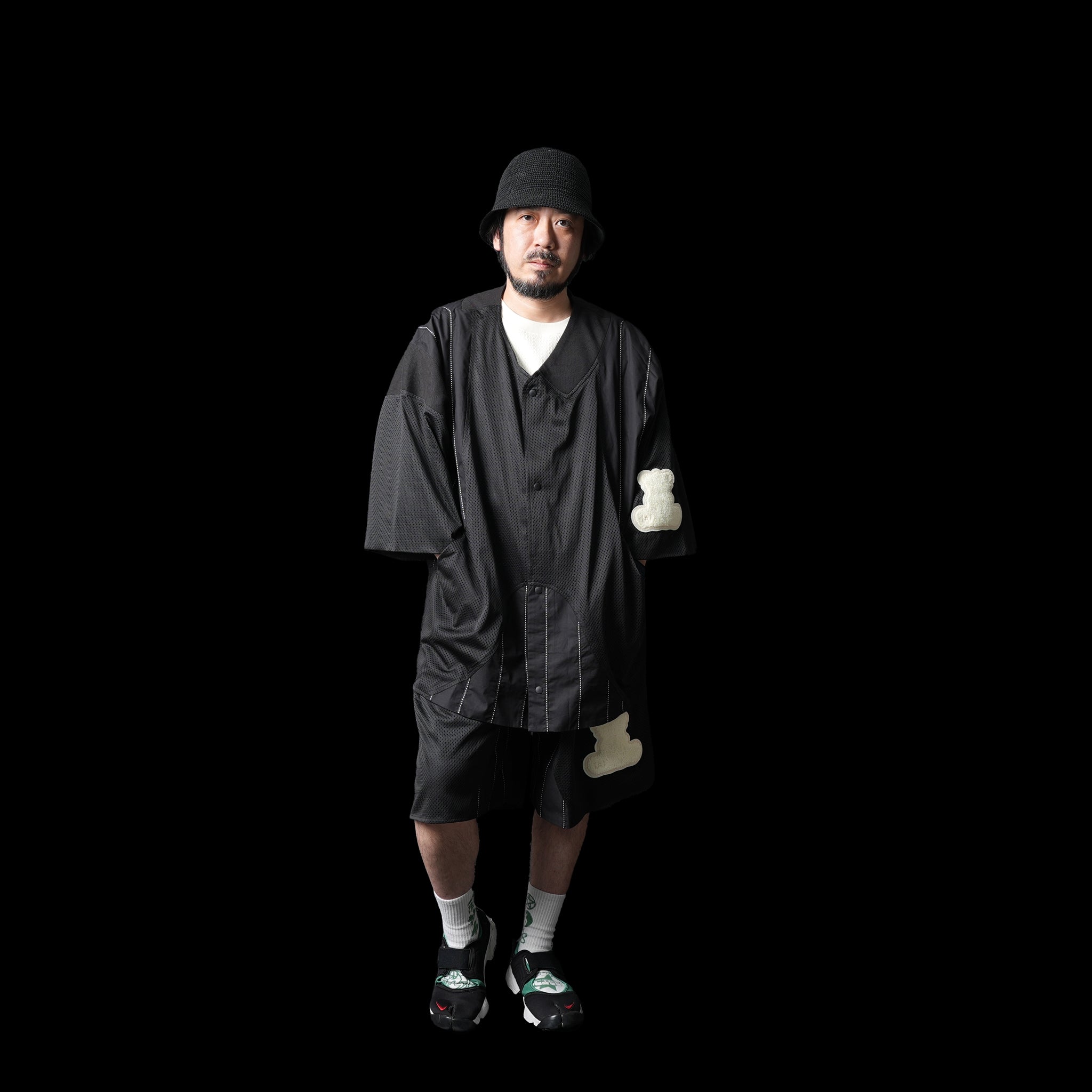 No:ACRS23-P02 Name:Functional Mesh Patchwork Baseball Shorts | Color : Black | Size:FREE【(A)crypsis_エイクライプシス】【SEIVSON_セイヴソン】