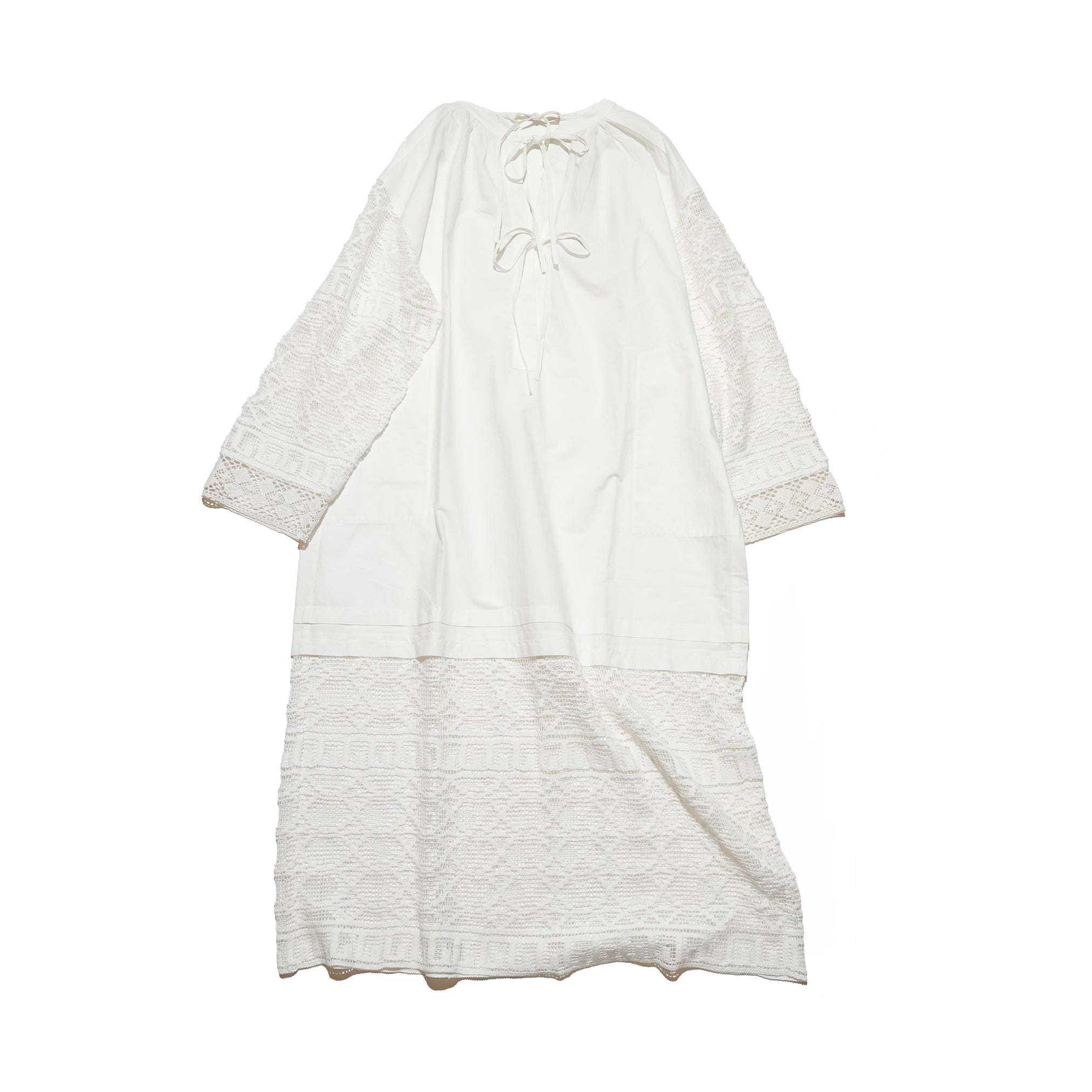 GEOMETRIC LACE JOINT DRESS – White | SARAMALLIKA