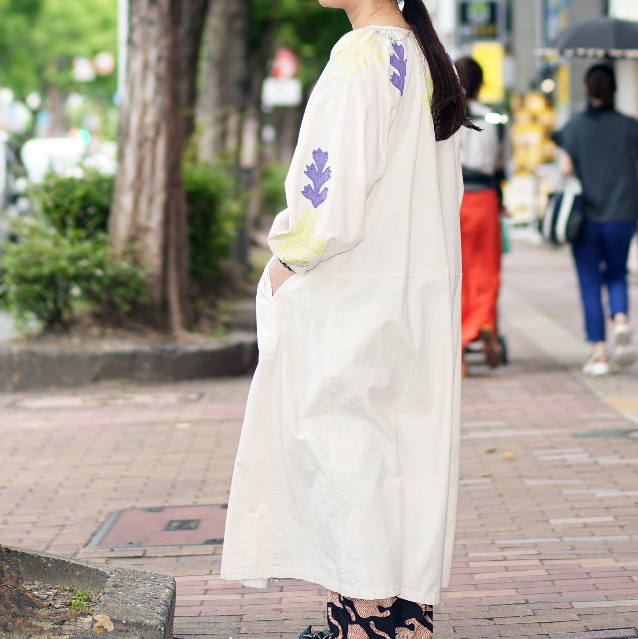 COTTON FLOWER PATCHWORK DRESS – Ecru | SARAMALLIKA