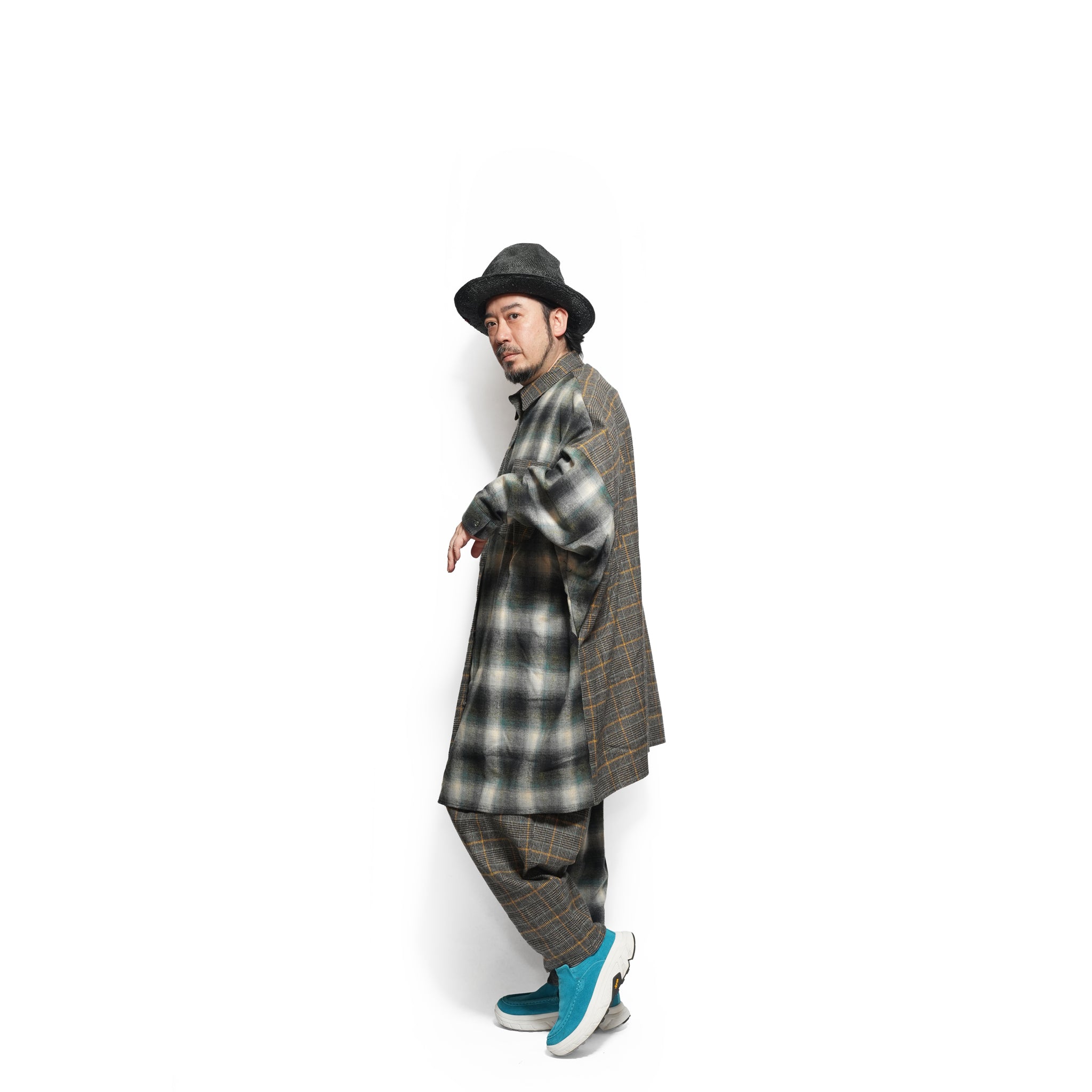 Half flannel check Wide Pants – Grey | STOF