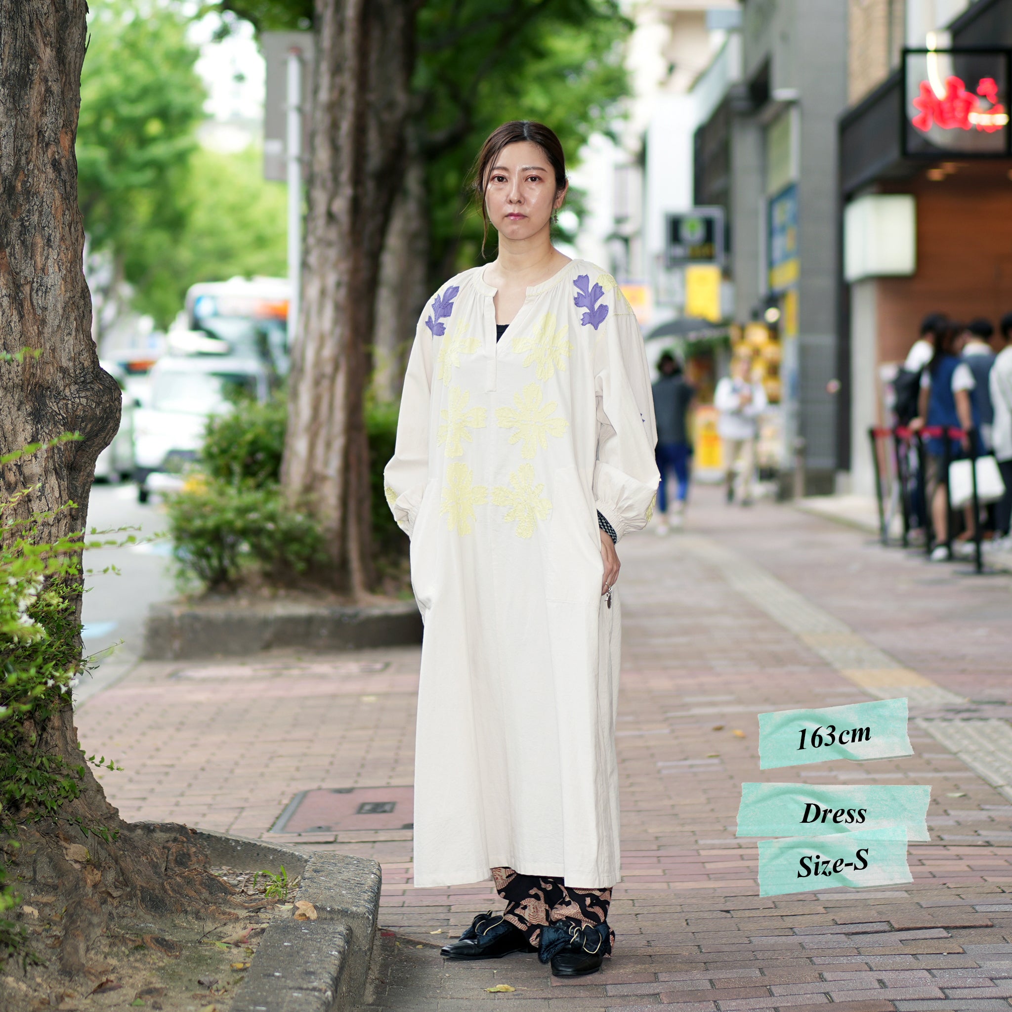 COTTON FLOWER PATCHWORK DRESS – Ecru | SARAMALLIKA