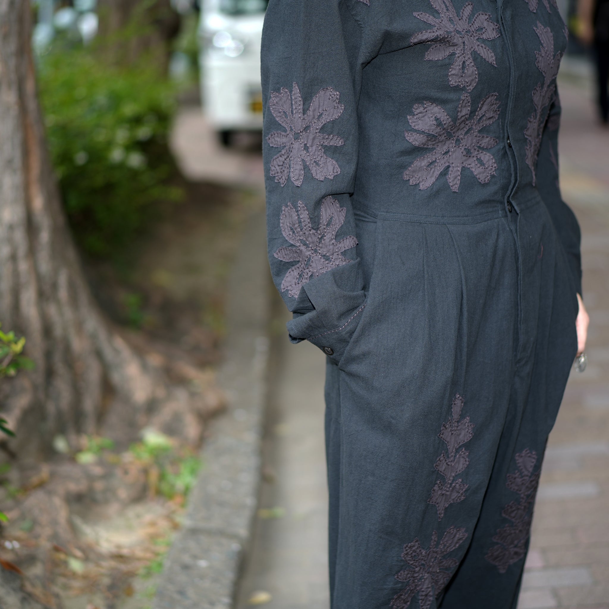 COTTON FLOWER PATCHWORK ALL IN ONE – Black | SARAMALLIKA