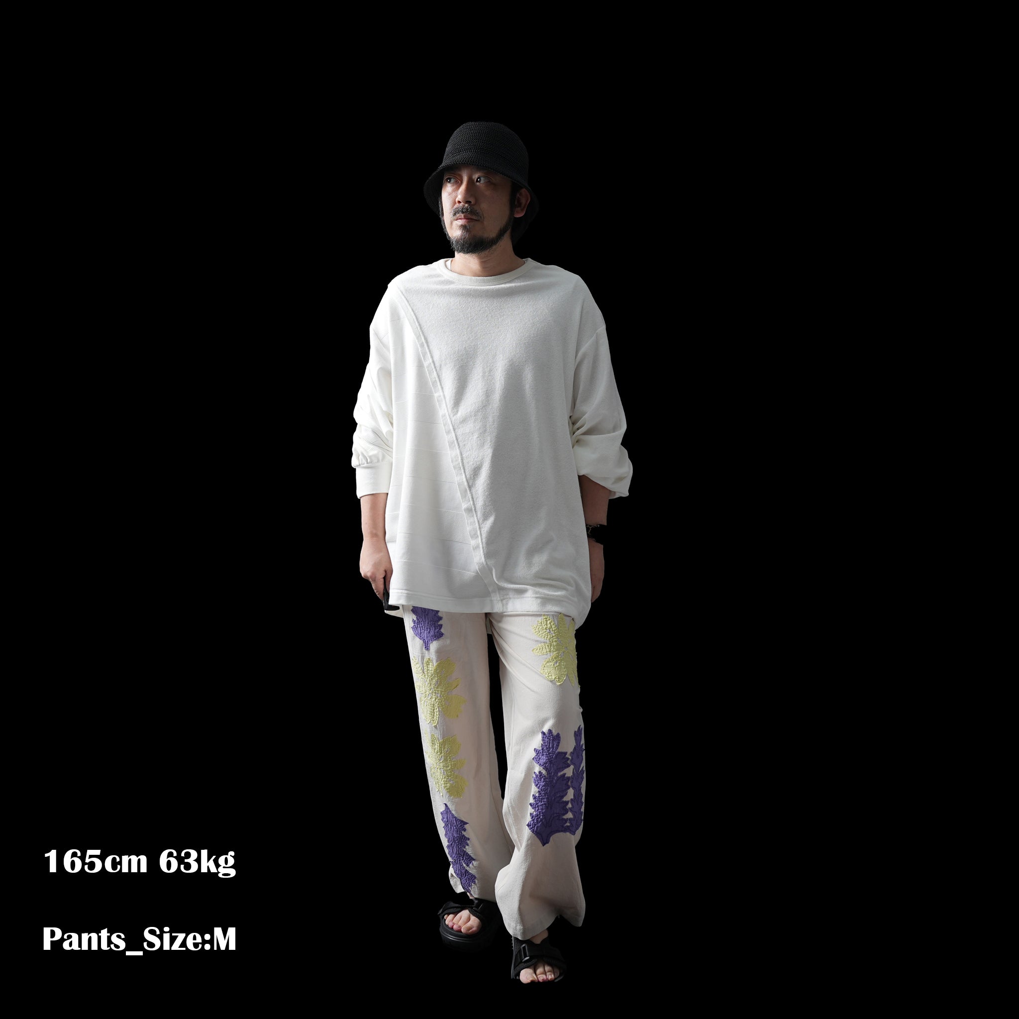 COTTON FLOWER PATCH WORK PANTS – Ecru | SARAMALLIKA