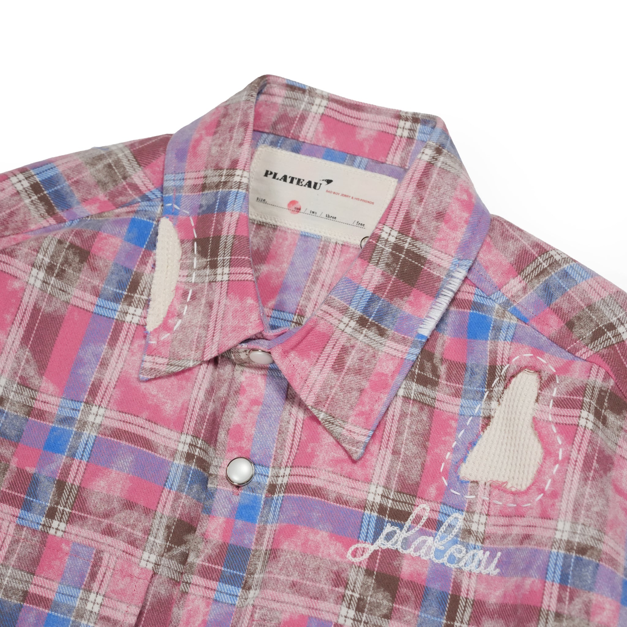Hand patch check shirt – Red Check | PLATEAU STUDIO