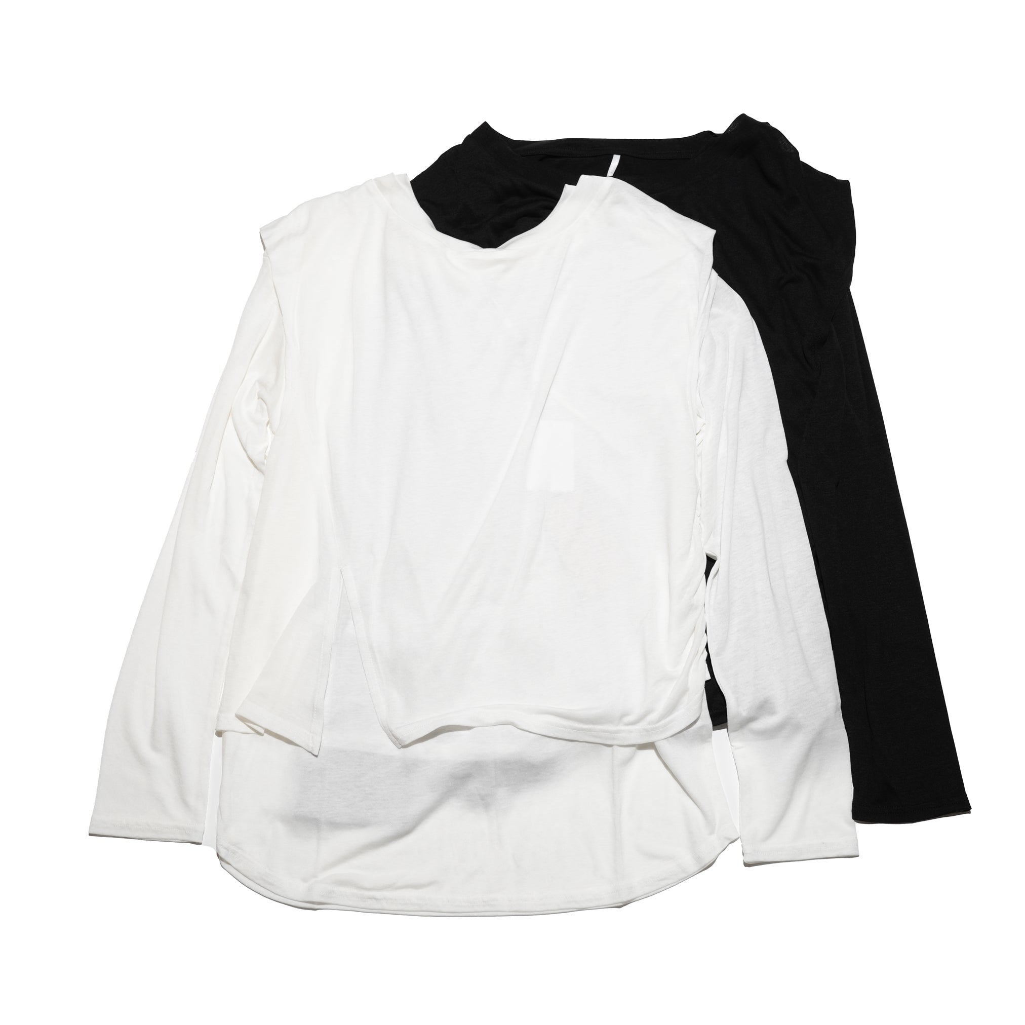 WHT24HBL4047 | SHEER LAYERED TEE | Color:Off White/Black【WHYTO_ホワイト】