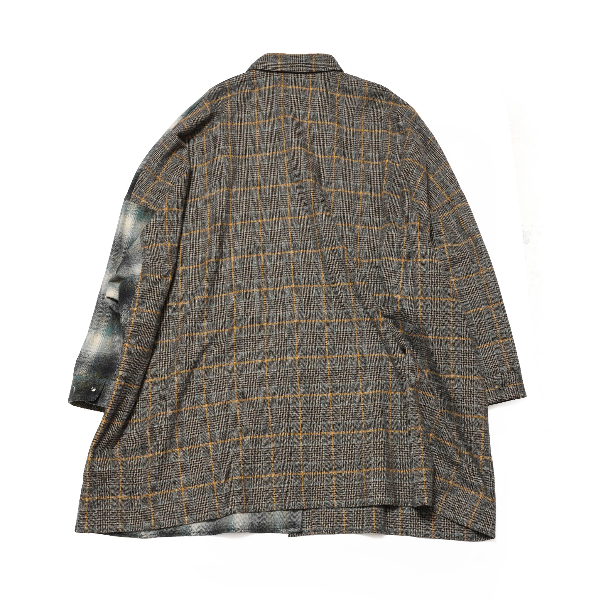 Half flannel check big shirt – Grey | STOF