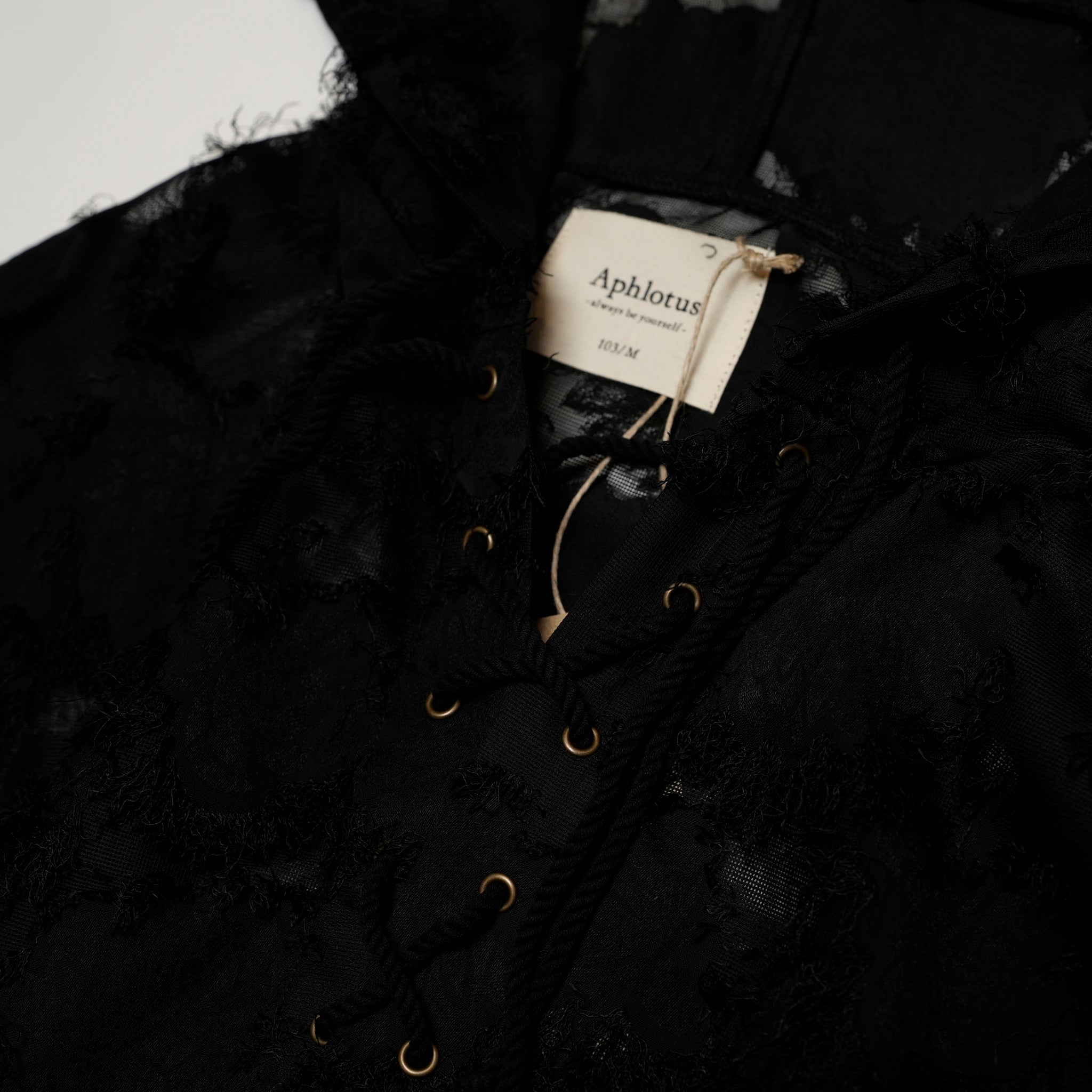 Fringe Jacquard Lace-up Sheer Pull Parka | Color:Black【APHLOTUS_アプロタス】 | 217630_100_black