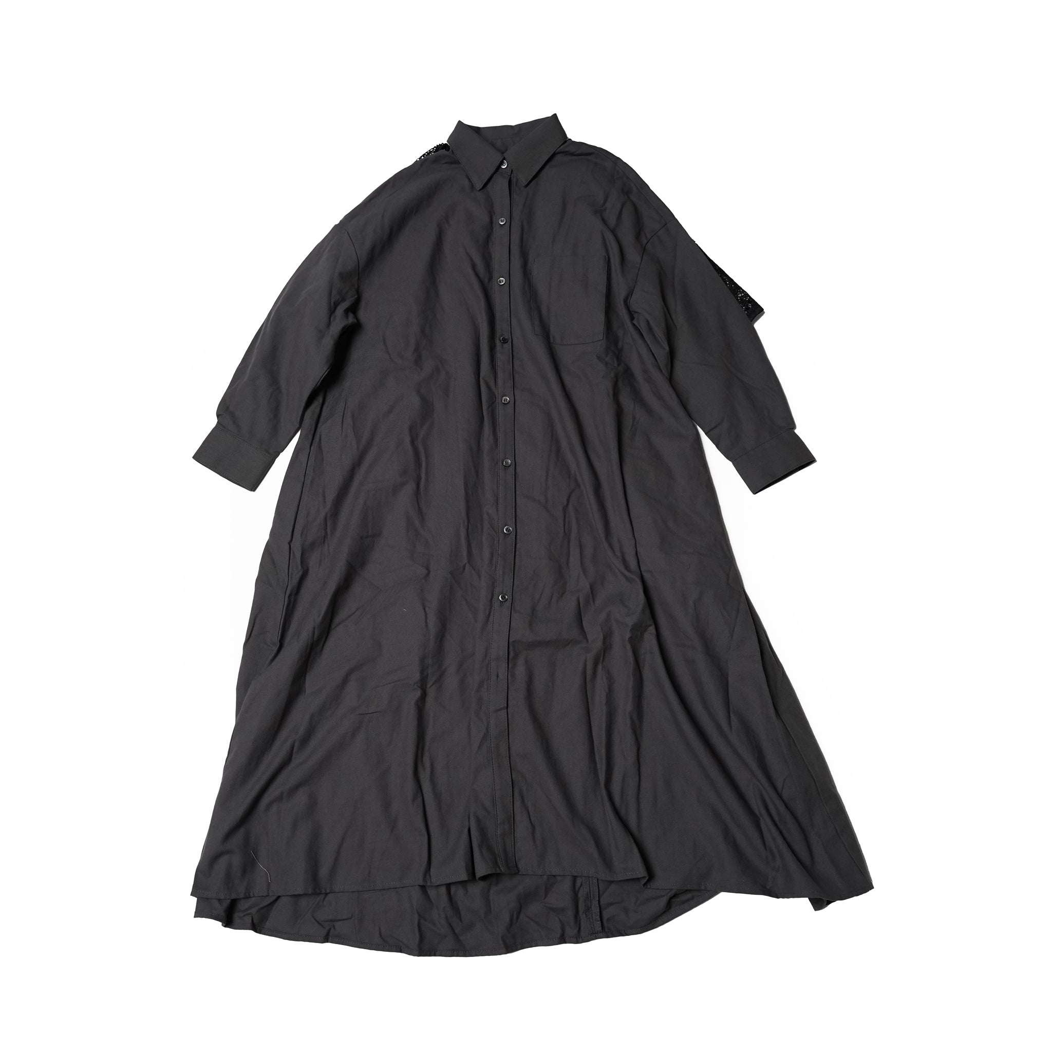 No:bsd23AW-13 | Name:Granma Lace Dress Shirt | Color:Charcoal【BEDSIDEDRAMA_ベッドサイドドラマ】【archive】