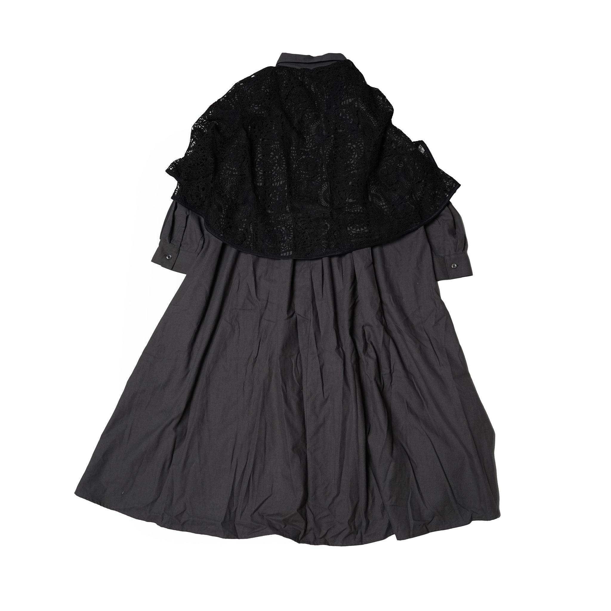 No:bsd23AW-13 | Name:Granma Lace Dress Shirt | Color:Charcoal【BEDSIDEDRAMA_ベッドサイドドラマ】【archive】