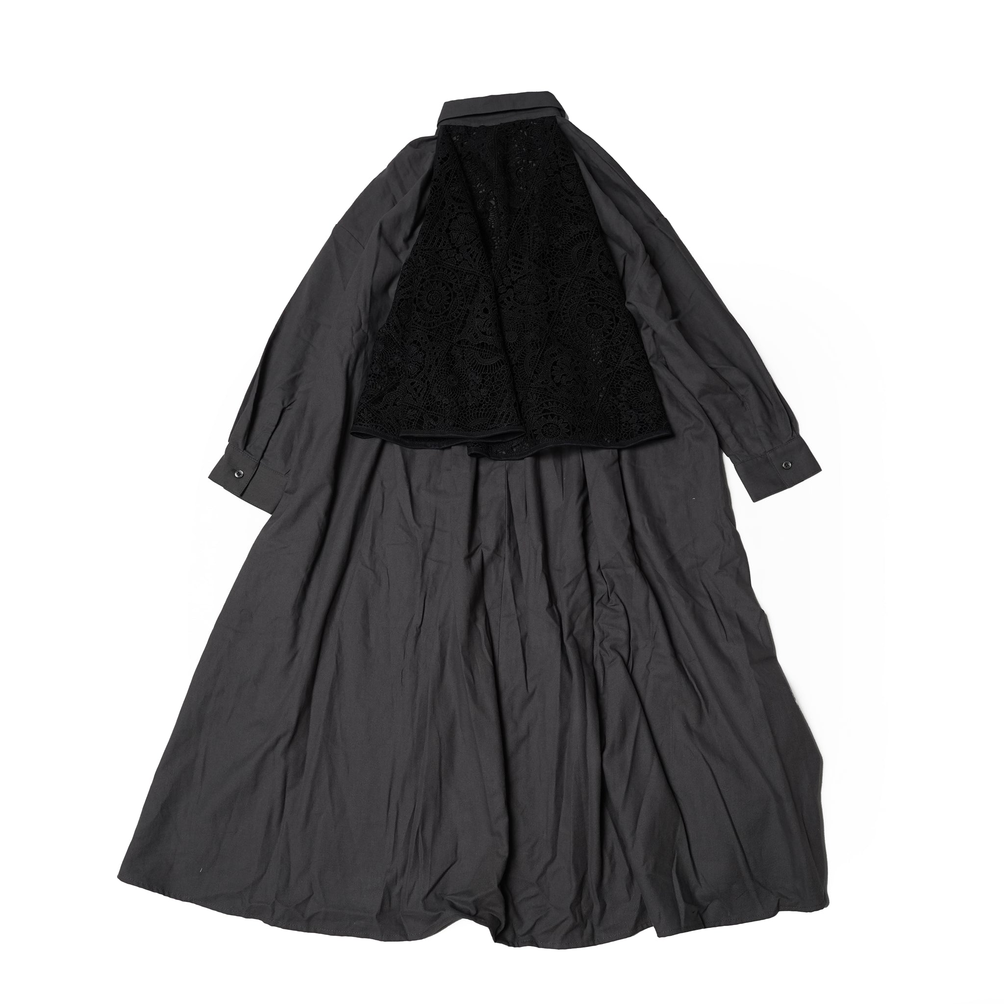 No:bsd23AW-13 | Name:Granma Lace Dress Shirt | Color:Charcoal【BEDSIDEDRAMA_ベッドサイドドラマ】【archive】